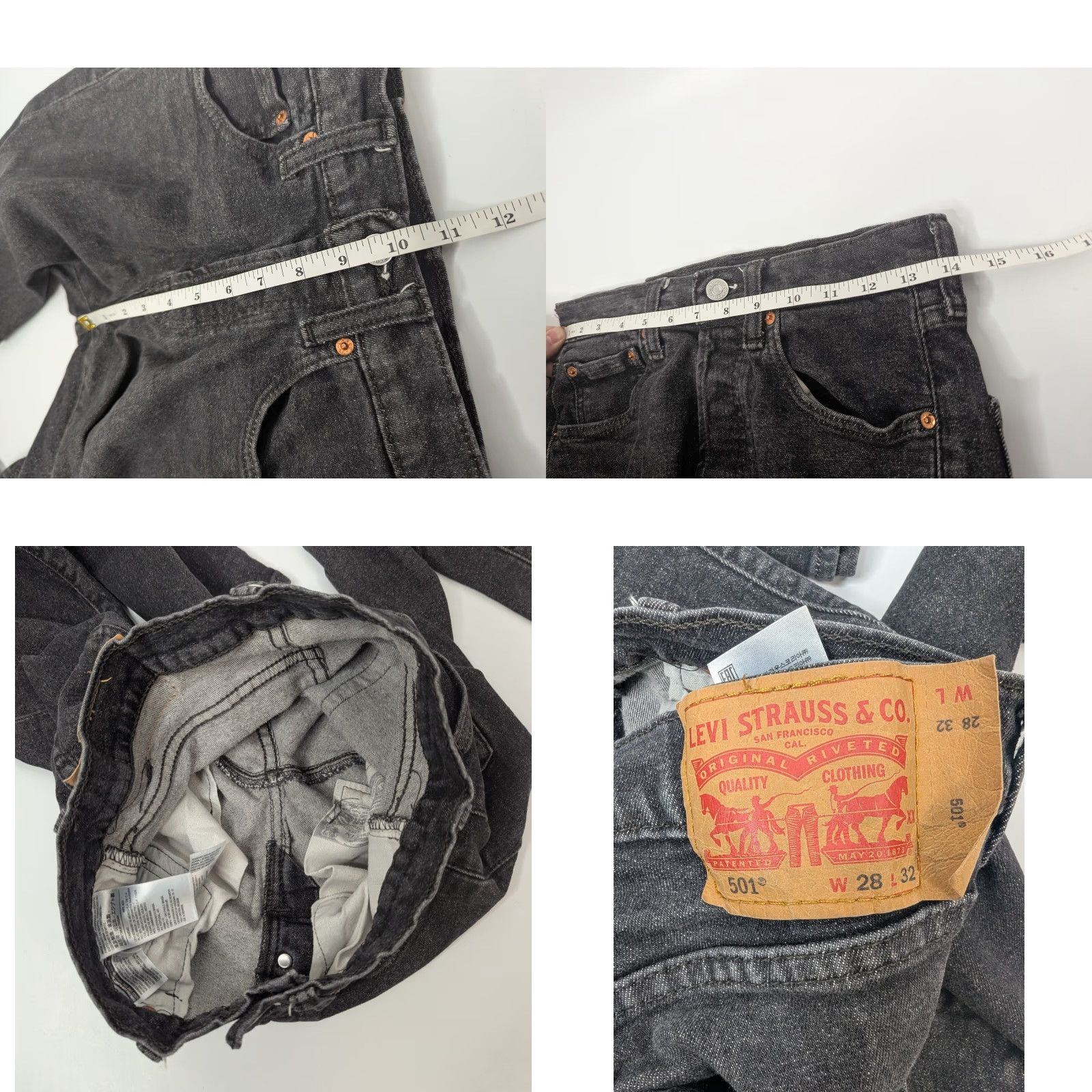 Levi's VINTAGE Levi's 501 Jeans Mens 28x32 Straight Regular Button Fly Black Denim Size US 28 / EU 44 - 8 Thumbnail