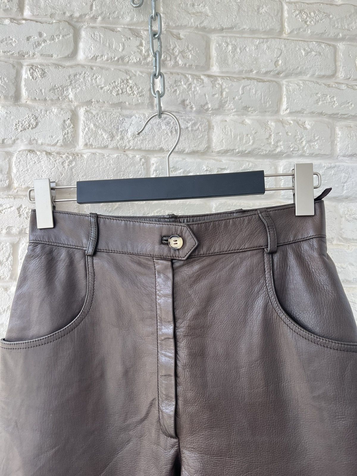 Hermes Hermes Paris Brown Leather Logo Pants Size 27" / US 4 / IT 40 - 3 Thumbnail