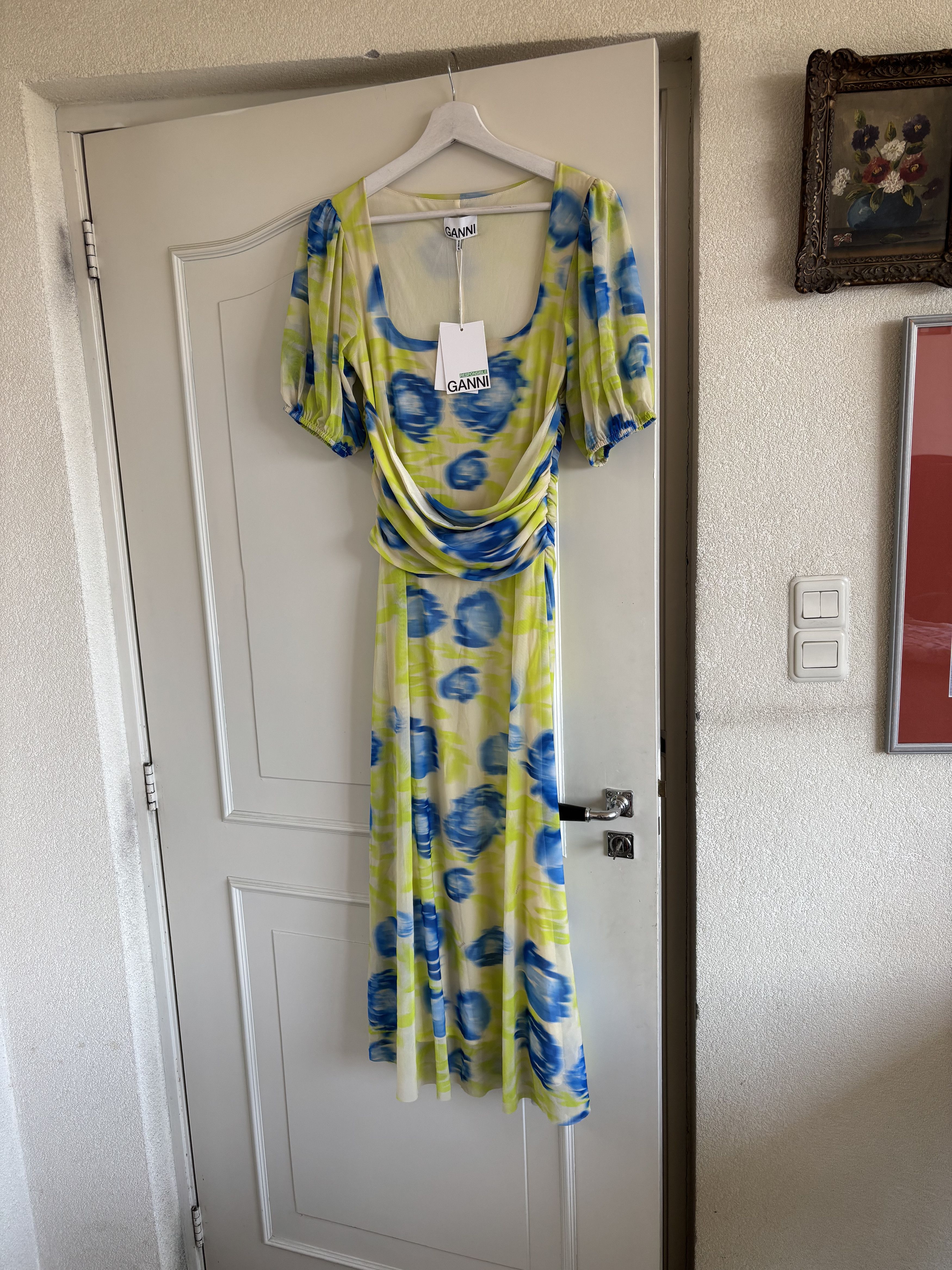 Ganni Ganni Yellow Blue printed dress pofmouw Size XS / US 0-2 / IT 36-38 - 1 Thumbnail