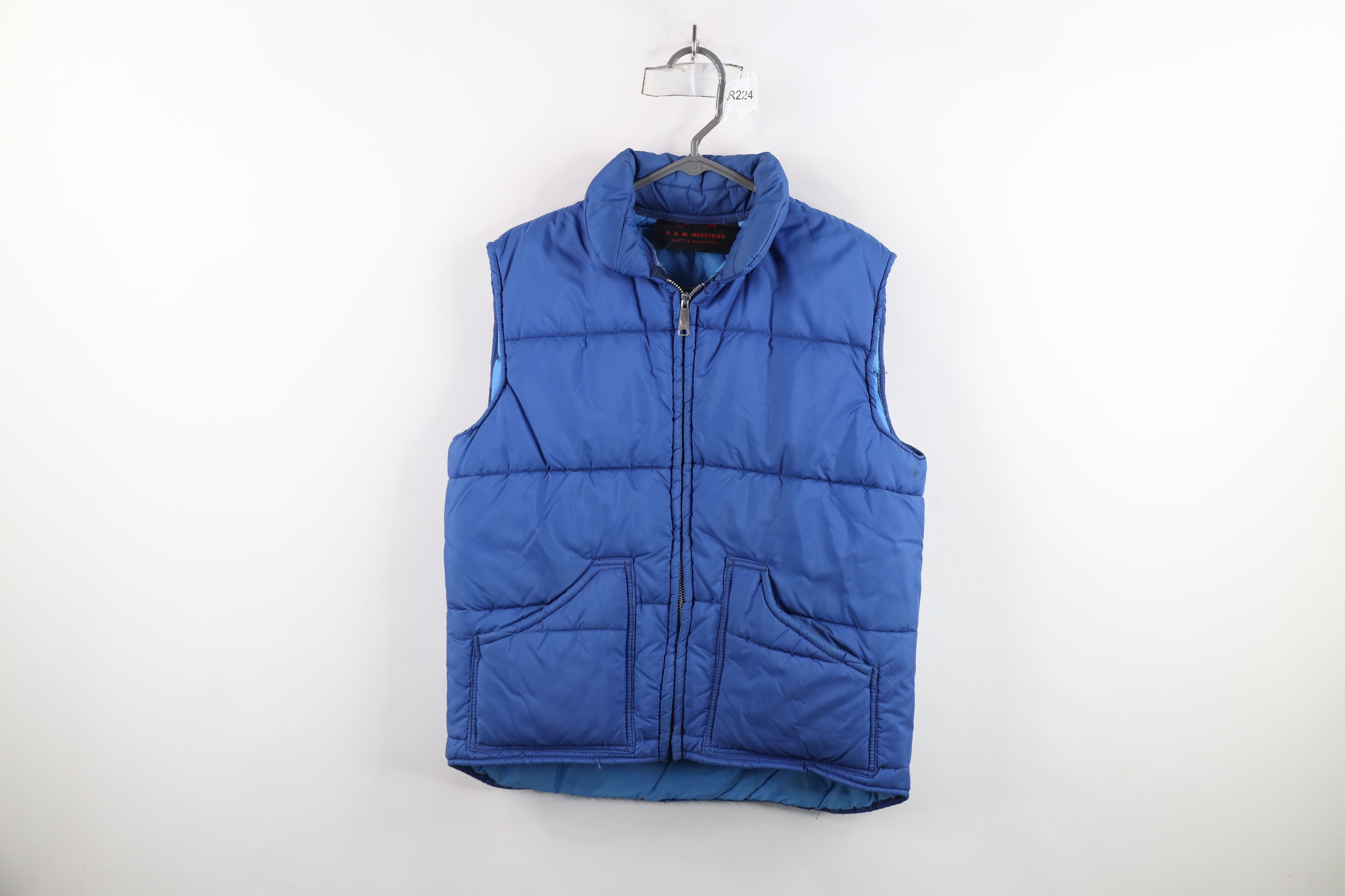 Vintage Vintage 70s Streetwear Blank Puffer Vest Jacket Royal Blue Size US M / EU 48-50 / 2 - 1 Thumbnail