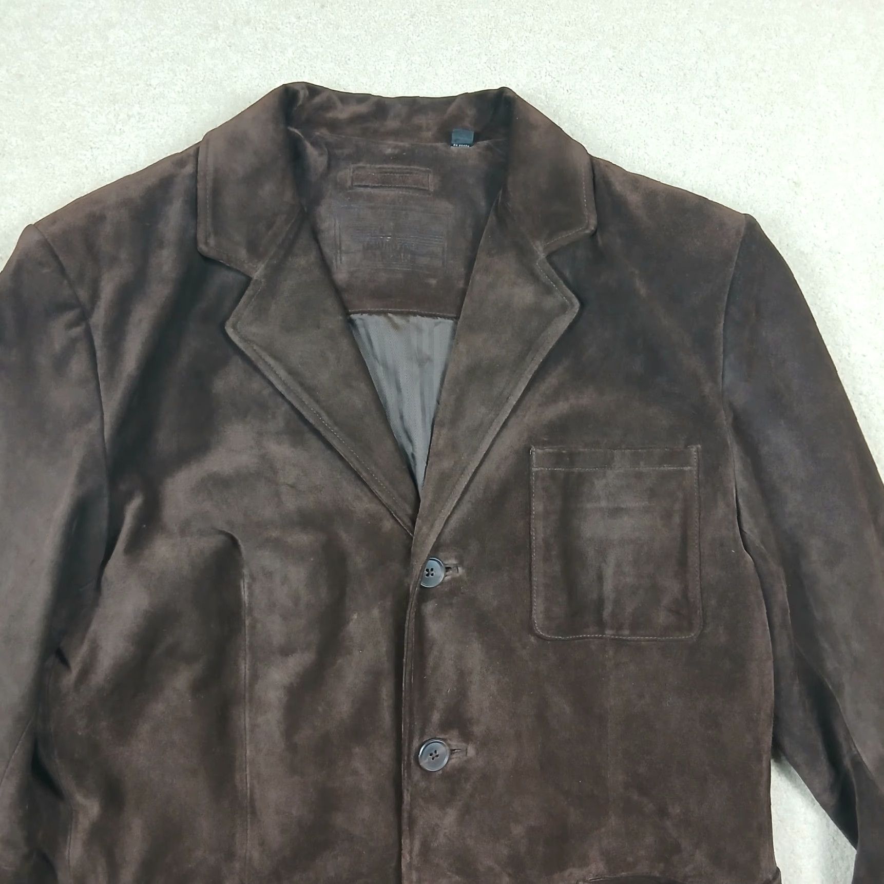 Roundtree & Yorke VINTAGE Roundtree & Yorke Suede Leather Blazer Sport Coat Mens M Brown Size 40R - 3 Thumbnail
