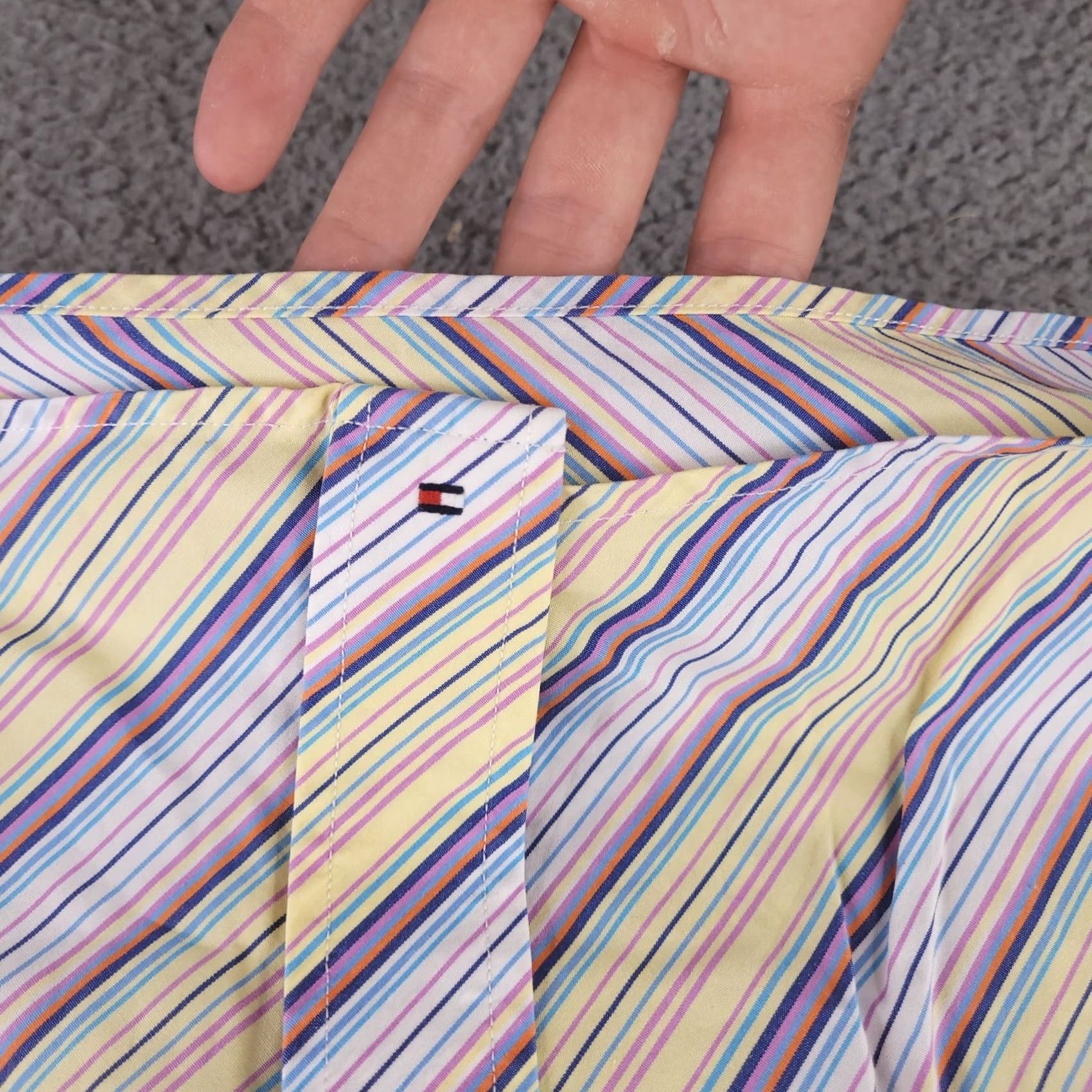 Tommy Hilfiger Tommy Hilfiger Shirt Mens Large Striped Club Shirt 80s Yellow Button-Up Short Sleeve Size US L / EU 52-54 / 3 - 5 Thumbnail