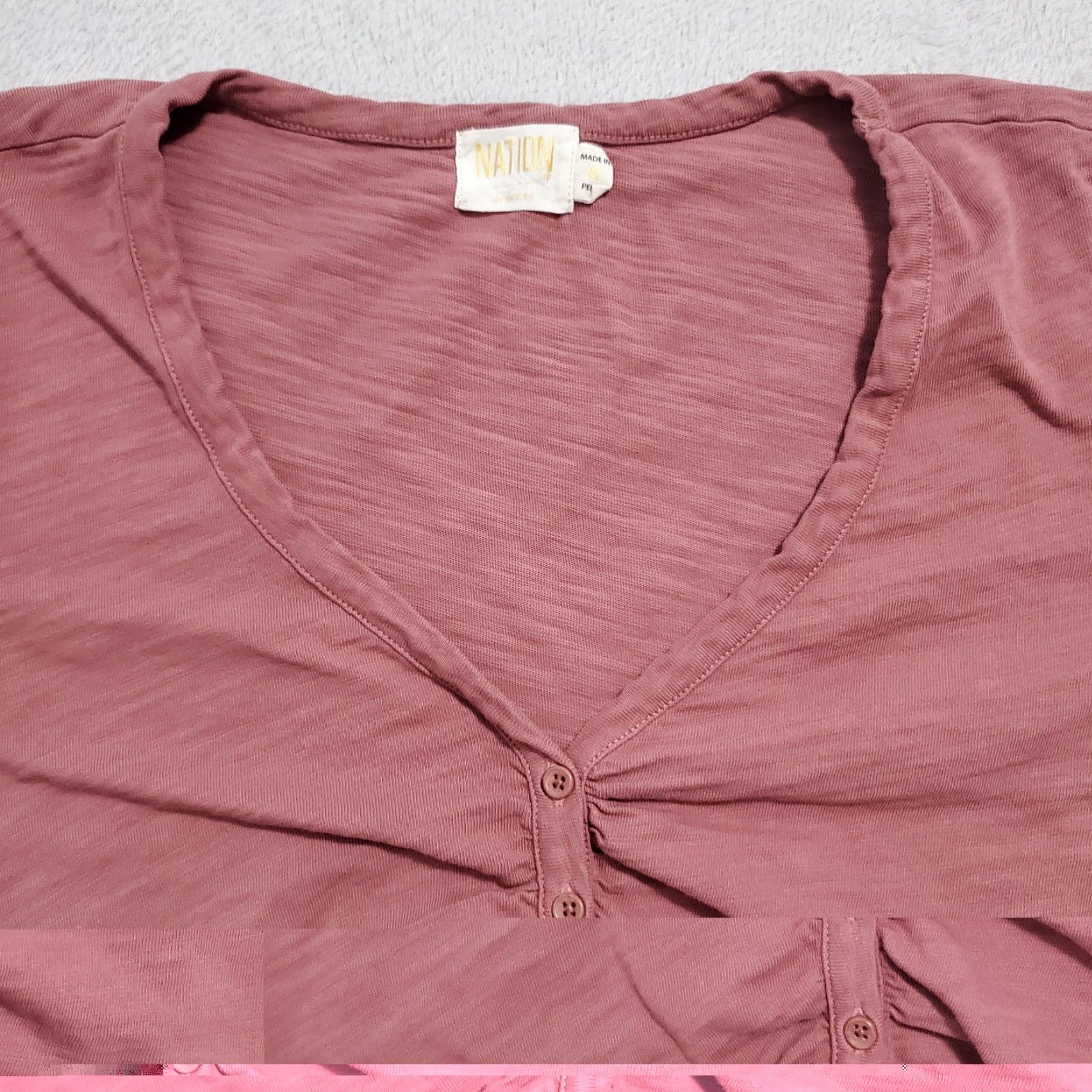 Nation LTD VINTAGE Nation LTD Los Angeles Top Women M Mauve Short Sleeve Fitted Button Tee Y2K Size M / US 6-8 / IT 42-44 - 4 Thumbnail
