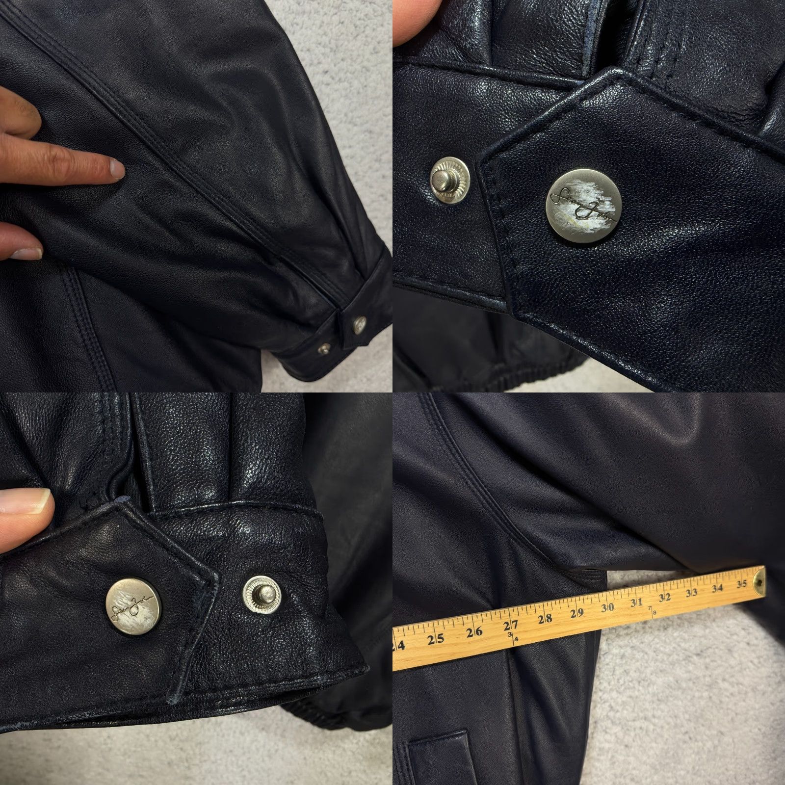 Sean John VTG Sean John Leather Bomber Jacket Wool Lined Zip Up Navy Blue Men's 2XL Size US XXL / EU 58 / 5 - 9 Thumbnail