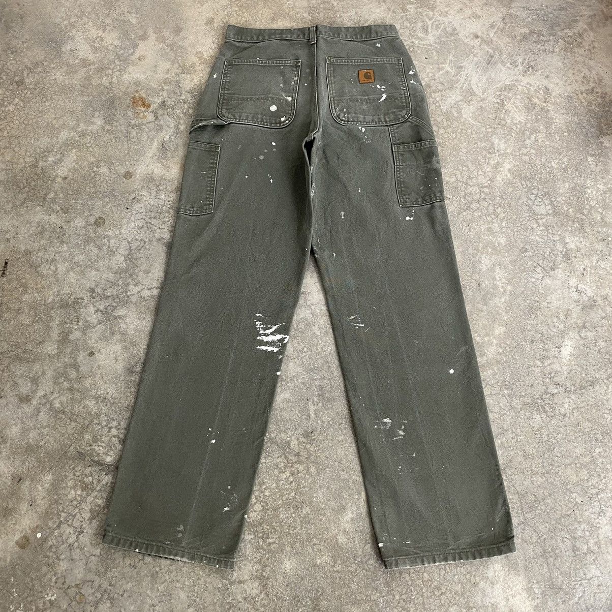 Carhartt Vintage Carhartt Moss Green Stained Carpenter Pants Size US 31 - 12 Thumbnail