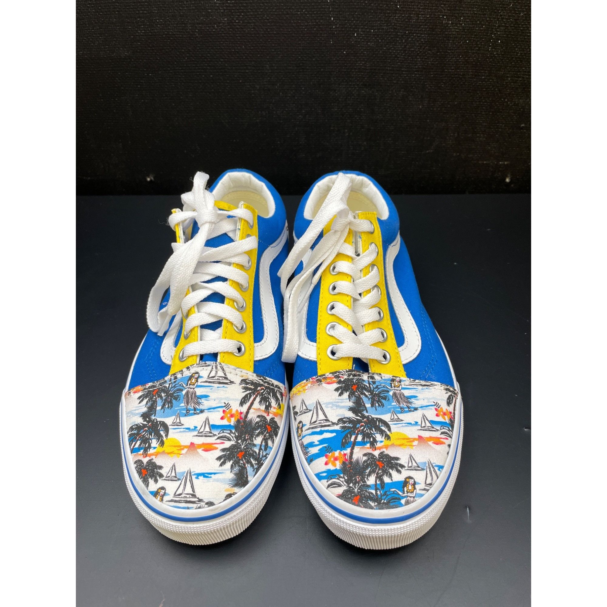 Vans Vans Unisex Blue Yellow Tropical Skater Shoes Size Wide 7.5M Size US 9 / EU 42 - 1 Thumbnail