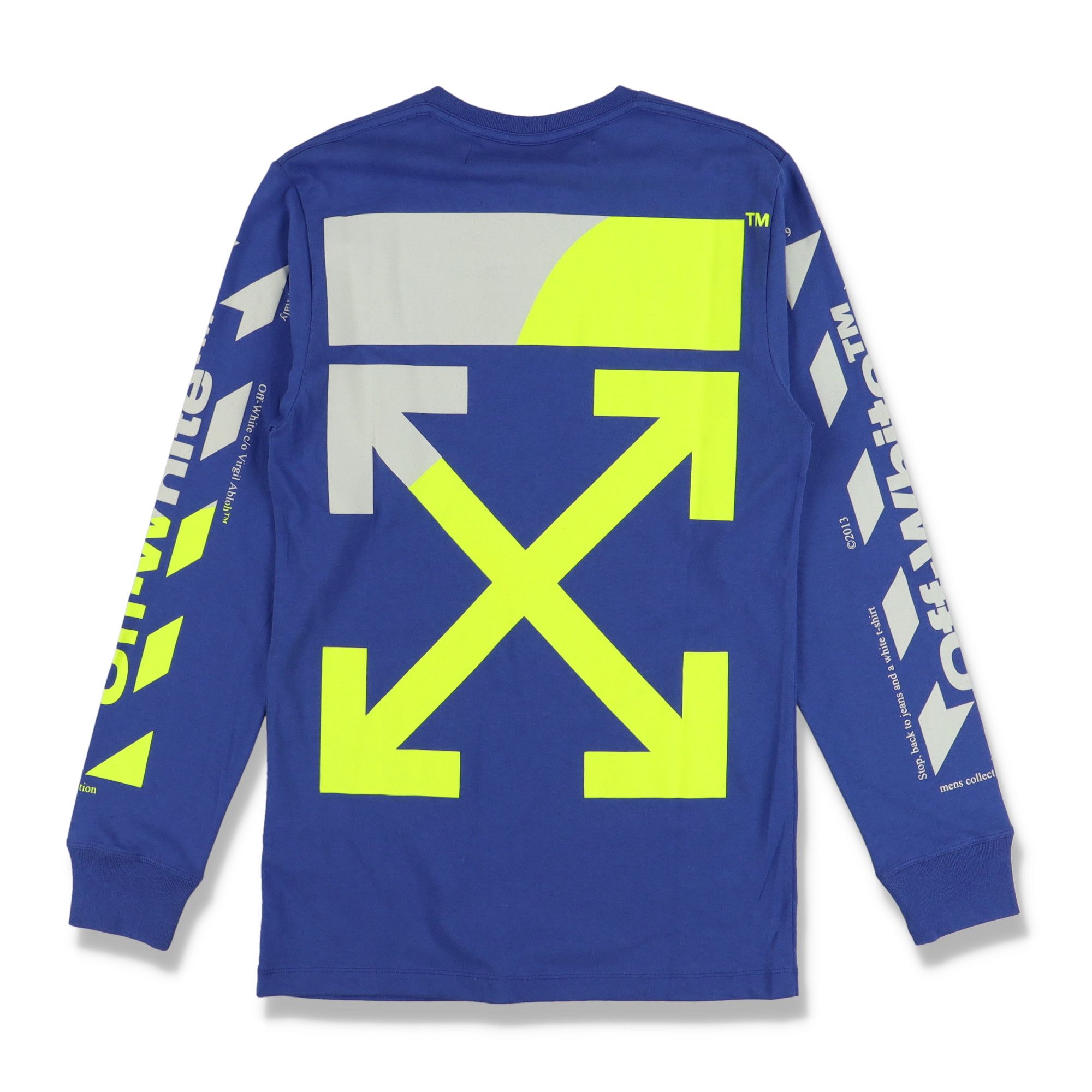 Off-White Blue Diag Split Arrows Logo Long Sleeve T-Shirt Size M / US 6-8 / IT 42-44 - 1 Thumbnail