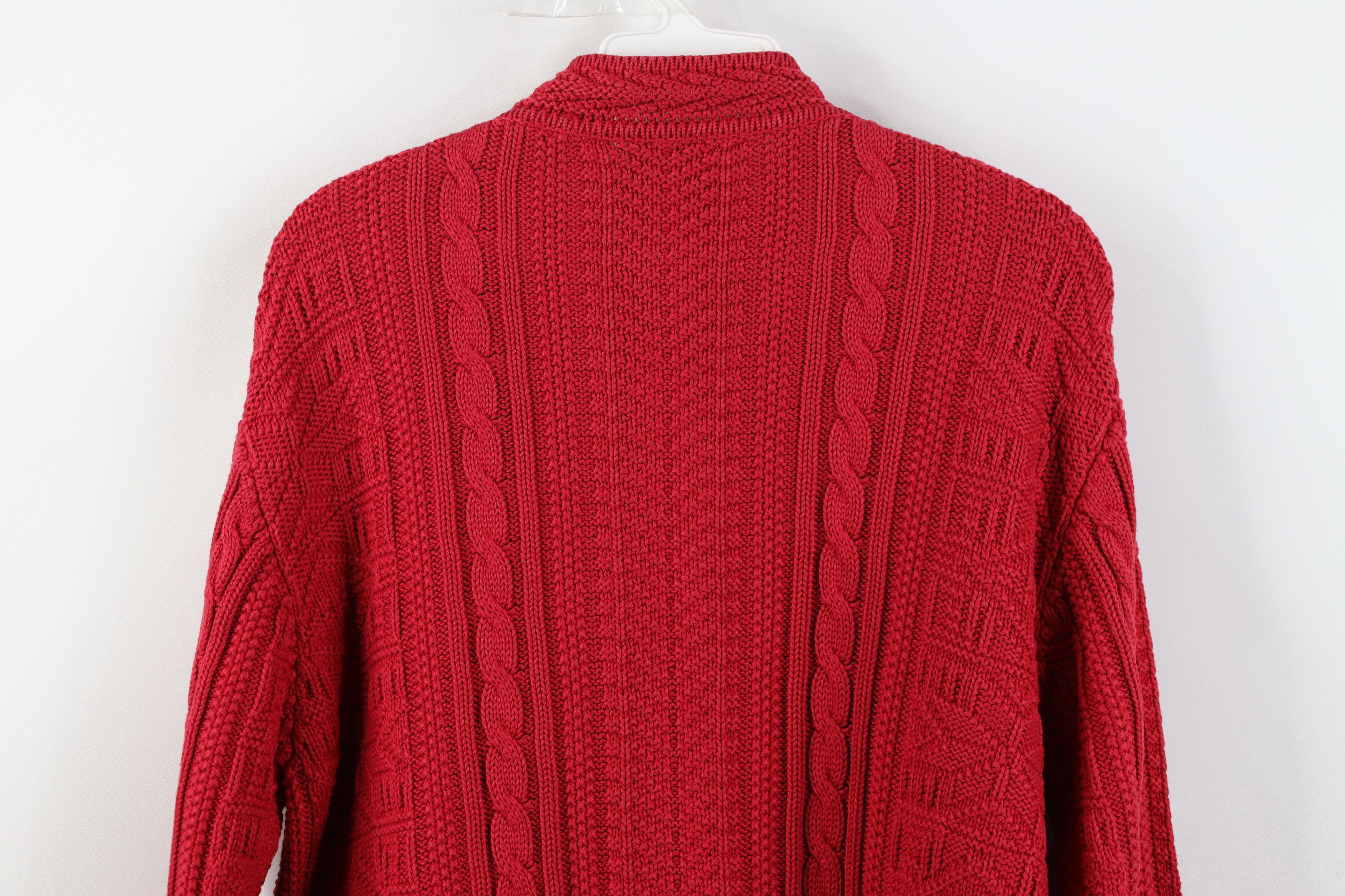 L.L. Bean Vintage LL Bean Snowflake Fisherman Knit Cardigan Sweater Size M / US 6-8 / IT 42-44 - 9 Thumbnail
