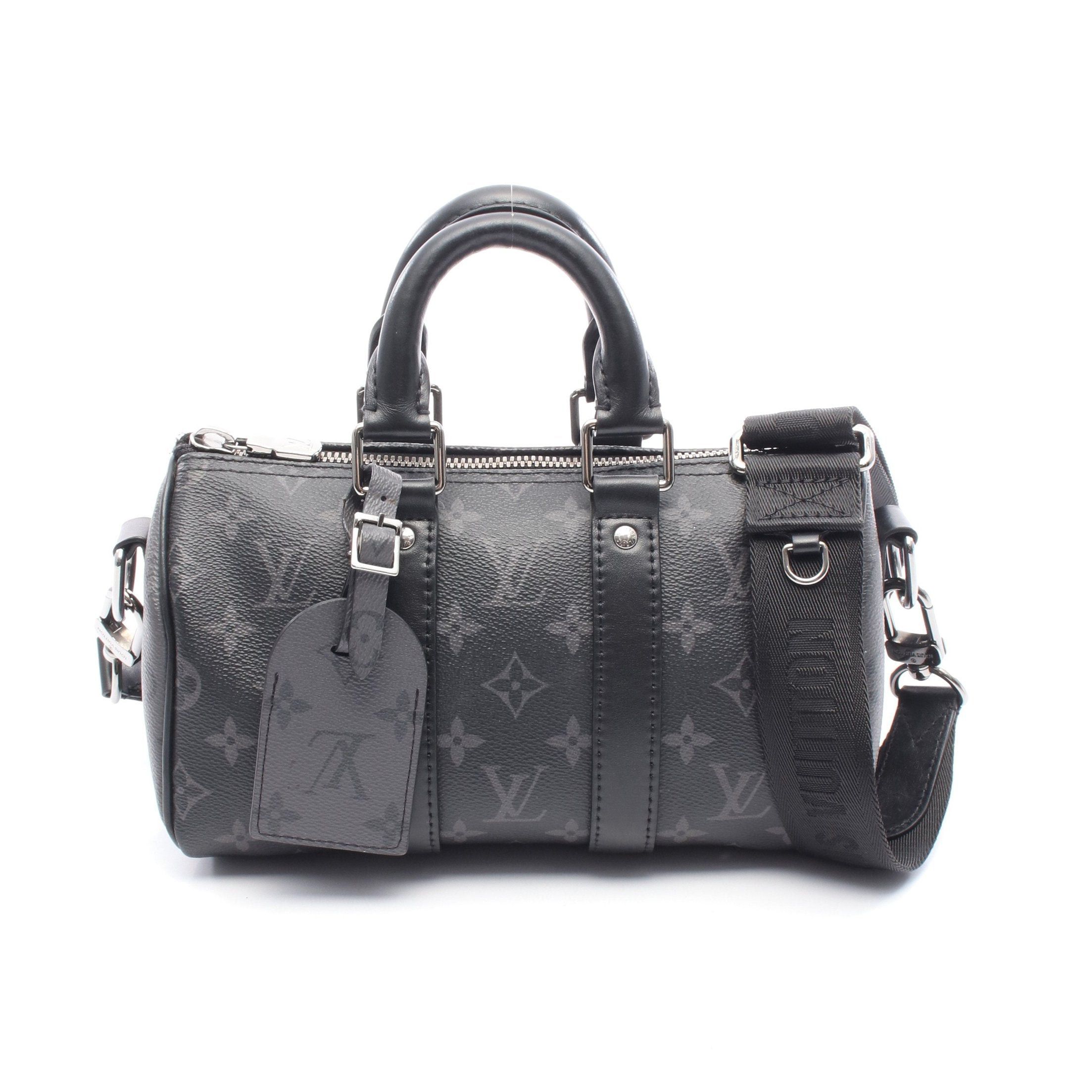 Louis Vuitton Louis Vuitton Keepall 25 Monogram Eclipse Handbag Leather Black Gray Size ONE SIZE - 1 Thumbnail