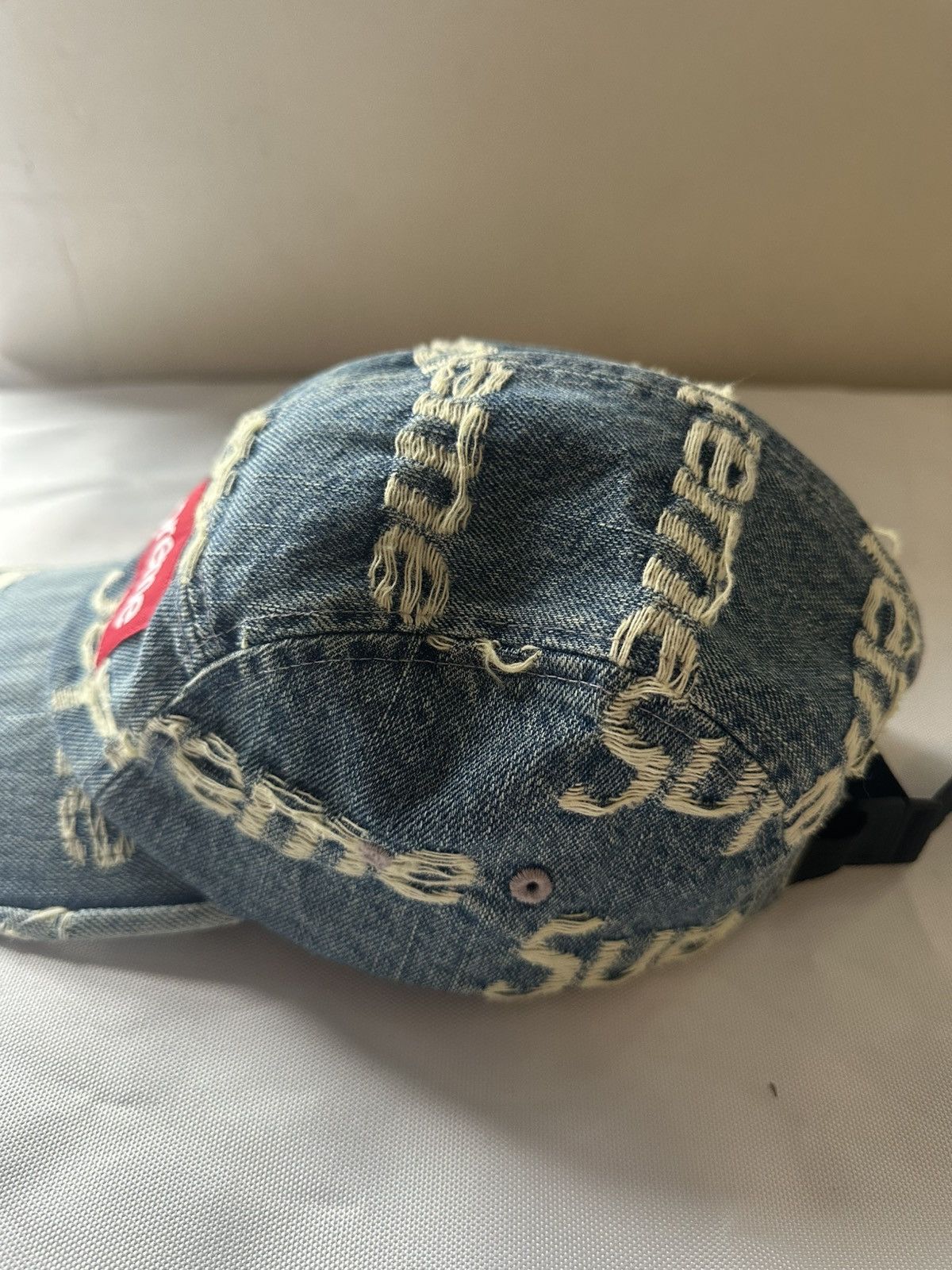 Supreme Supreme Frayed Logos Denim Camp Cap ‘Blue’ SS21 Size ONE SIZE - 5 Thumbnail