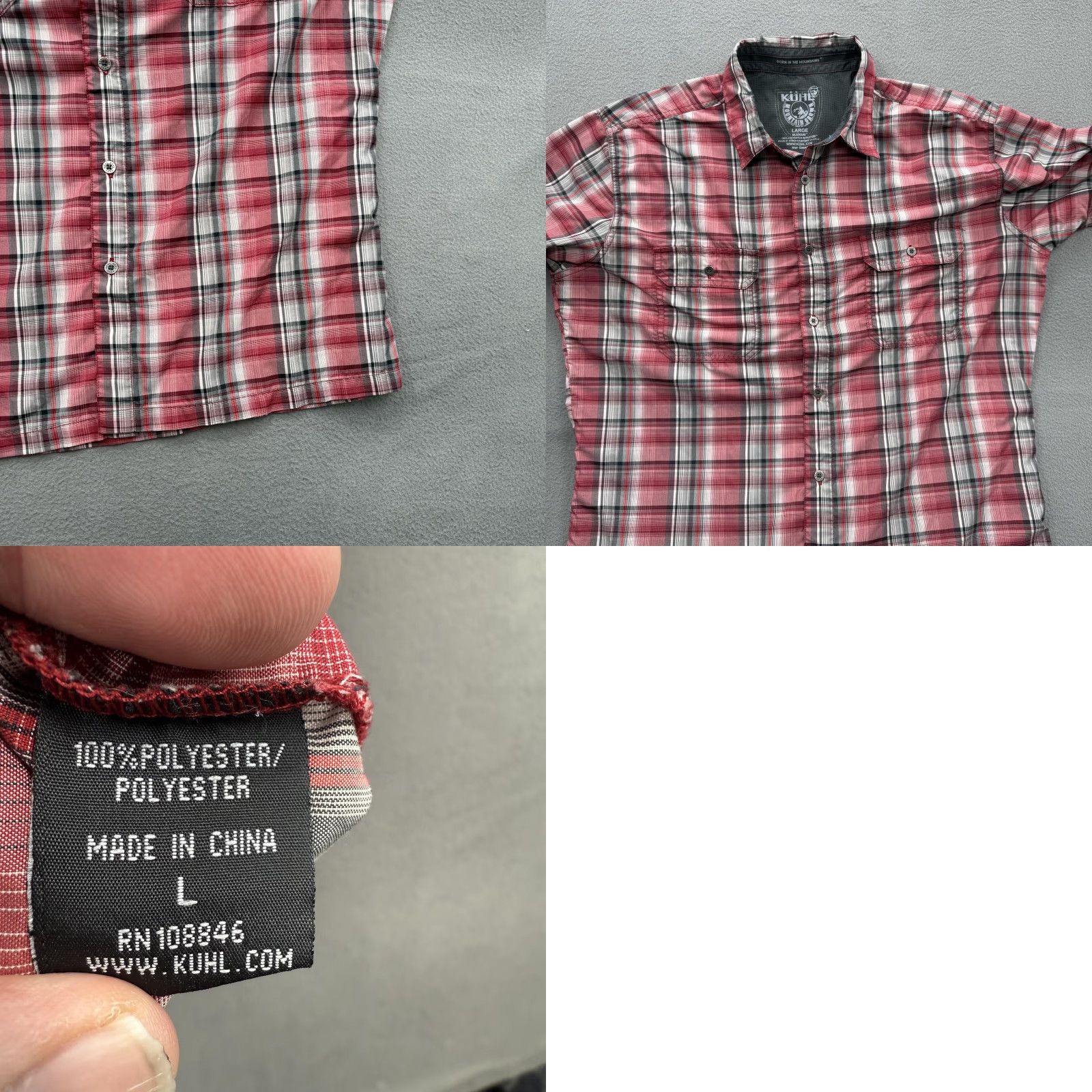 Vintage KÜHL Eluxur Shirt Mens L Red Plaid Short Sleeve Button Front Outdoor Hiking Size US L / EU 52-54 / 3 - 8 Thumbnail