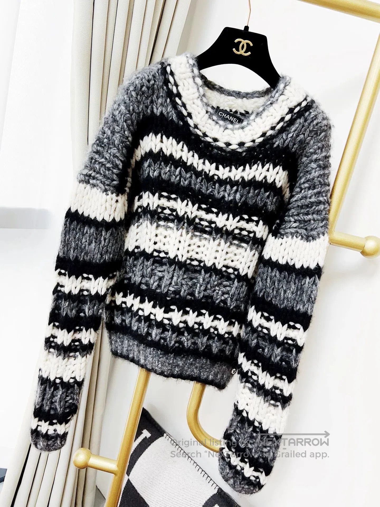 Chanel Chanel 19K Snow Striped Knit Sweater. Size US XS / EU 42 / 0 - 2 Thumbnail