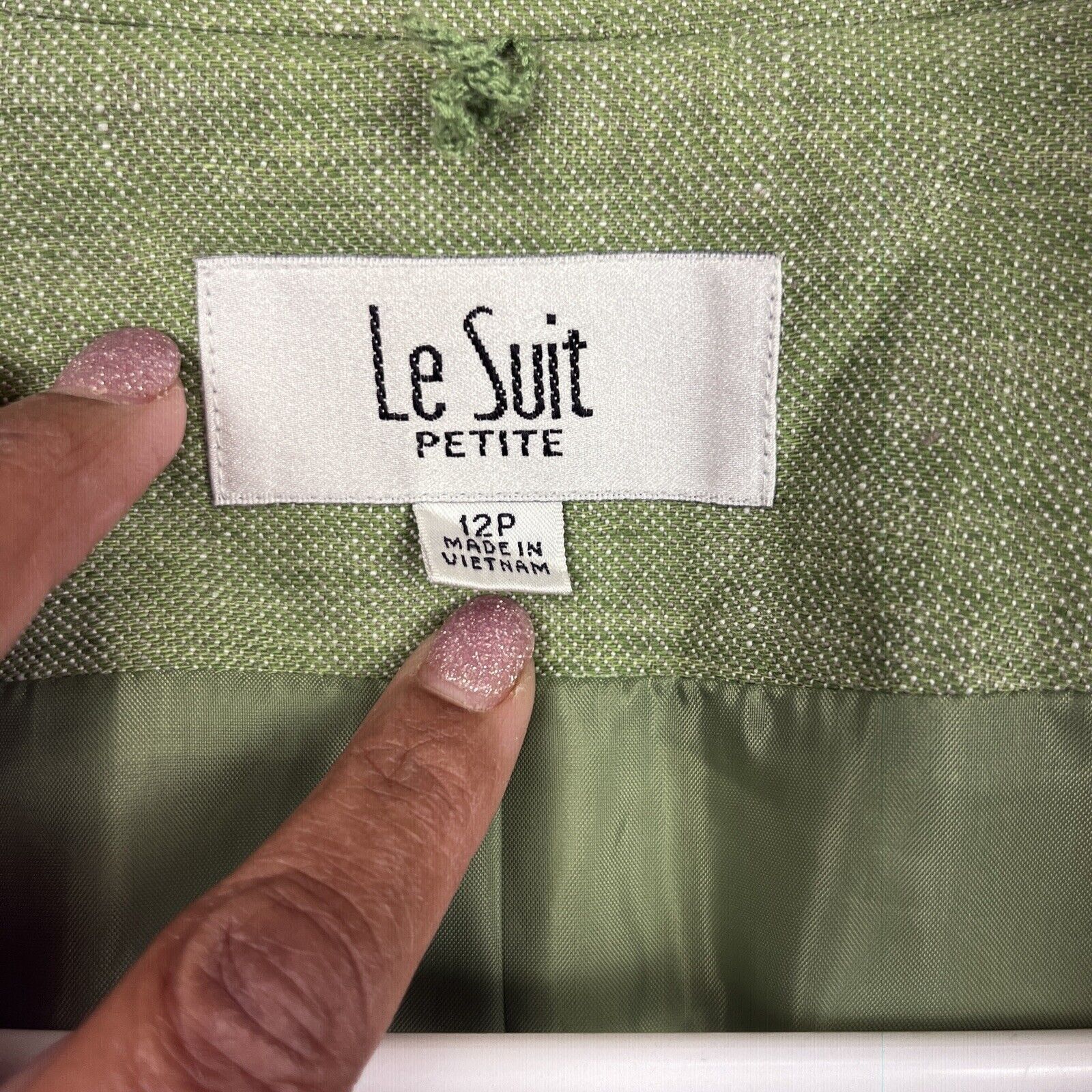 Other Le Suit Petite 100% Linen Blazer Jacket Women 12P Green Vtg Size XL / US 12-14 / IT 48-50 - 16 Thumbnail