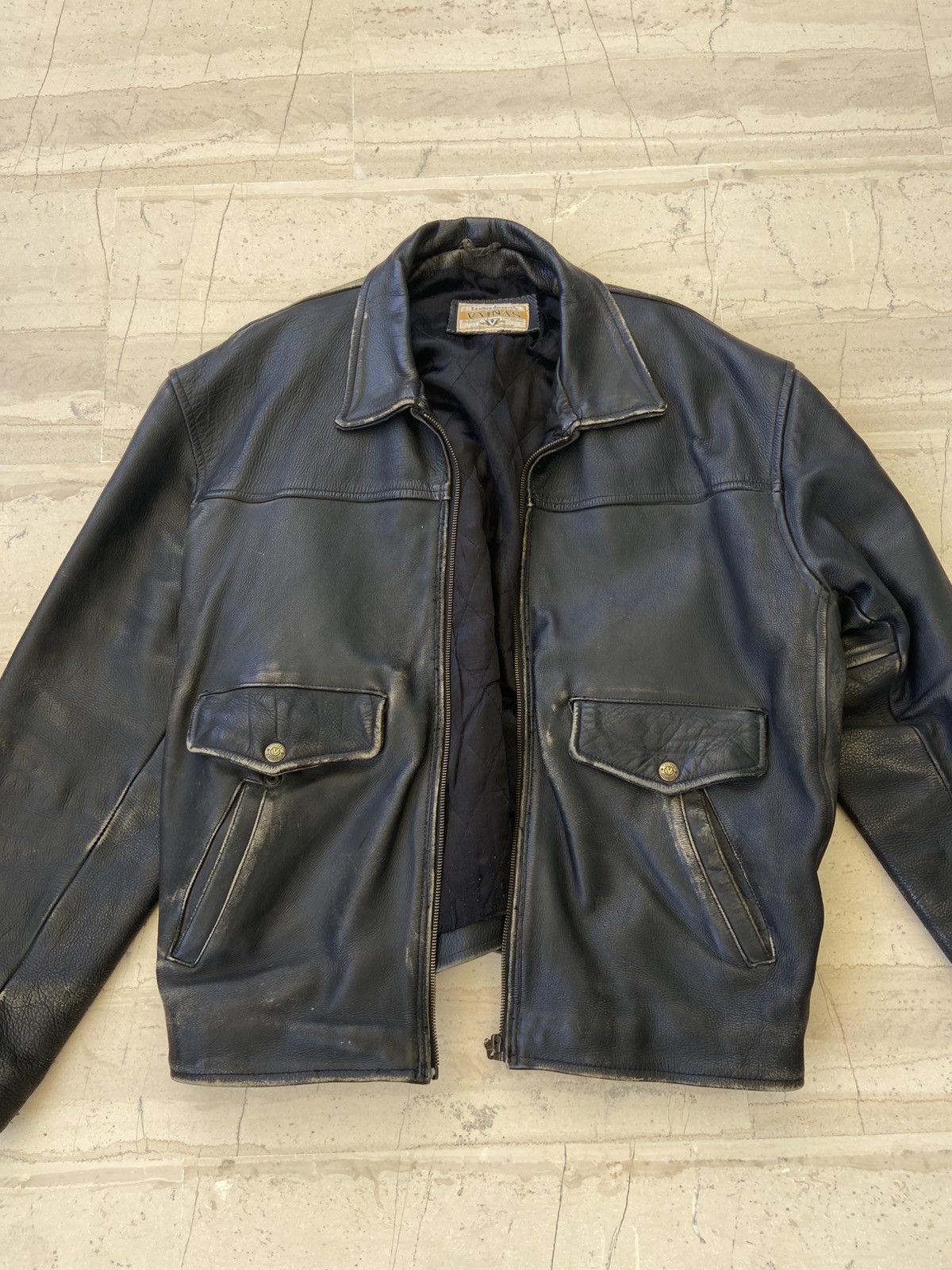 Genuine Leather × Vintage Oversized Vintage Faded real leather jacket Size US XXL / EU 58 / 5 - 4 Thumbnail
