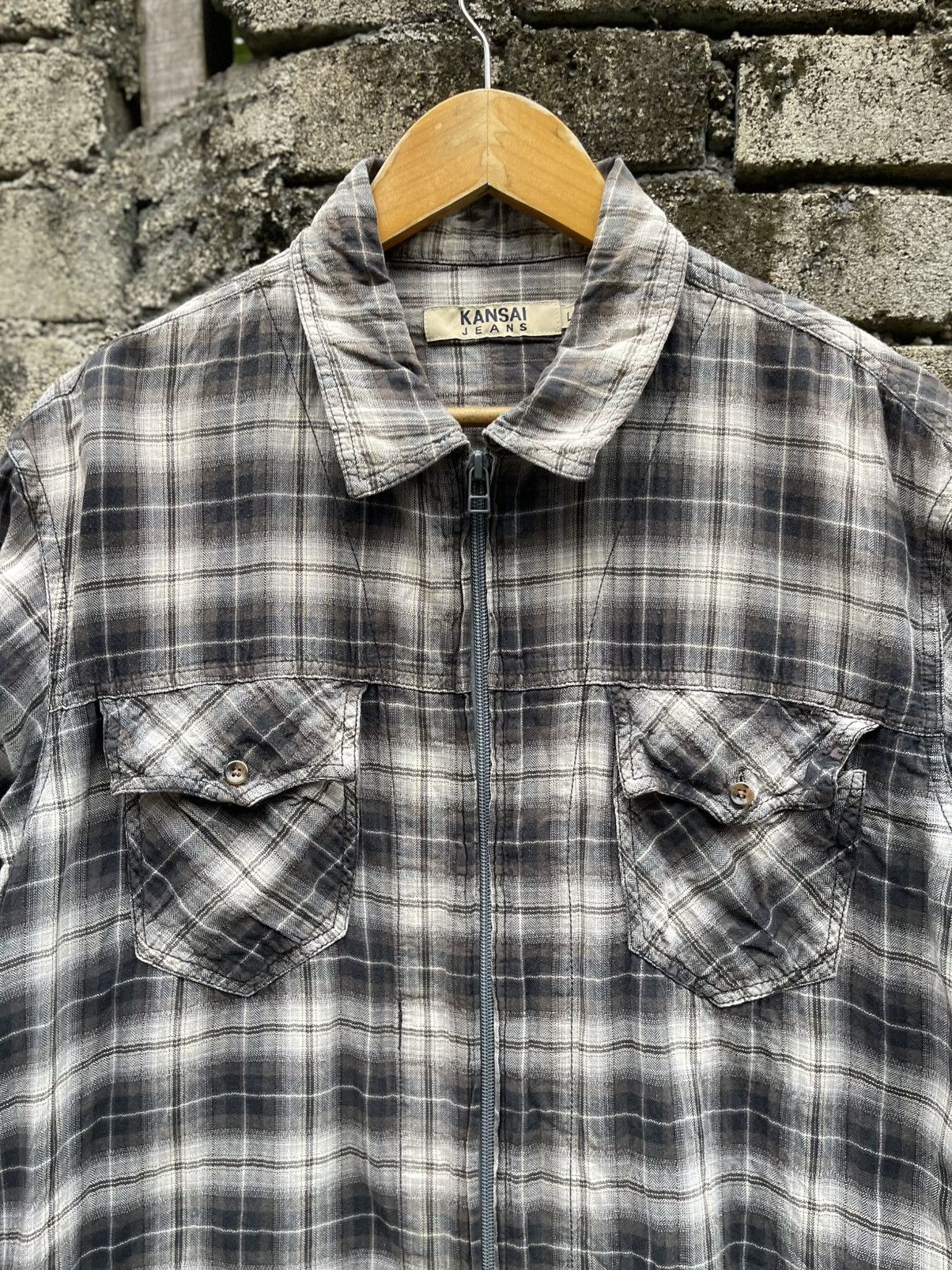 Japanese Brand × Kansai Yamamoto × Vintage Vintage Kansai Jeans Zip Up Flanner Jacket Size US M / EU 48-50 / 2 - 4 Thumbnail