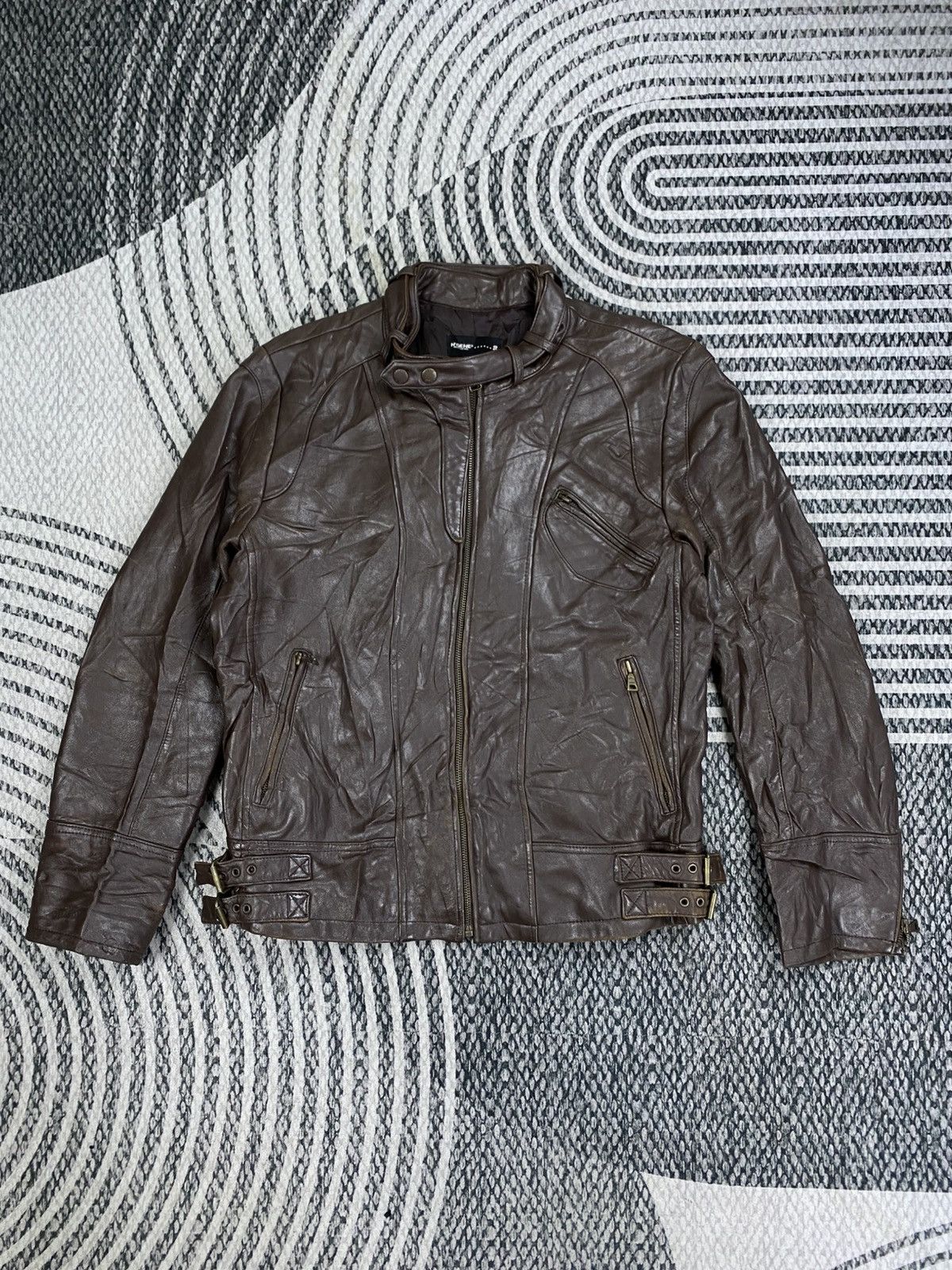 Genuine Leather Vintage N’GENE Genuine Stand-Up Collar Leather Bikers Jacket Size US M / EU 48-50 / 2 - 1 Thumbnail