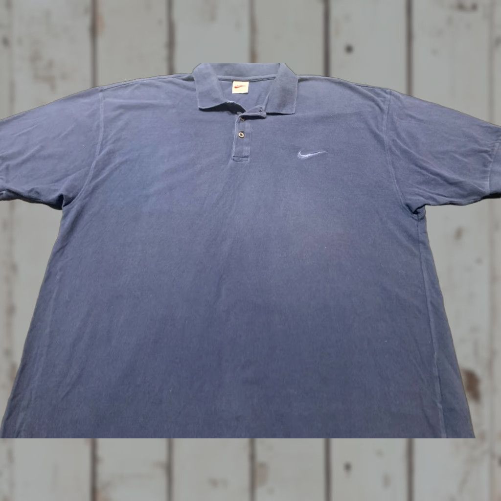 Nike VINTAGE Nike Polo Shirt Golf 2XL Navy Blue 100% Cotton Mens Polo 2XL Navy Golf Shirt Size US XXL / EU 58 / 5 - 1 Thumbnail