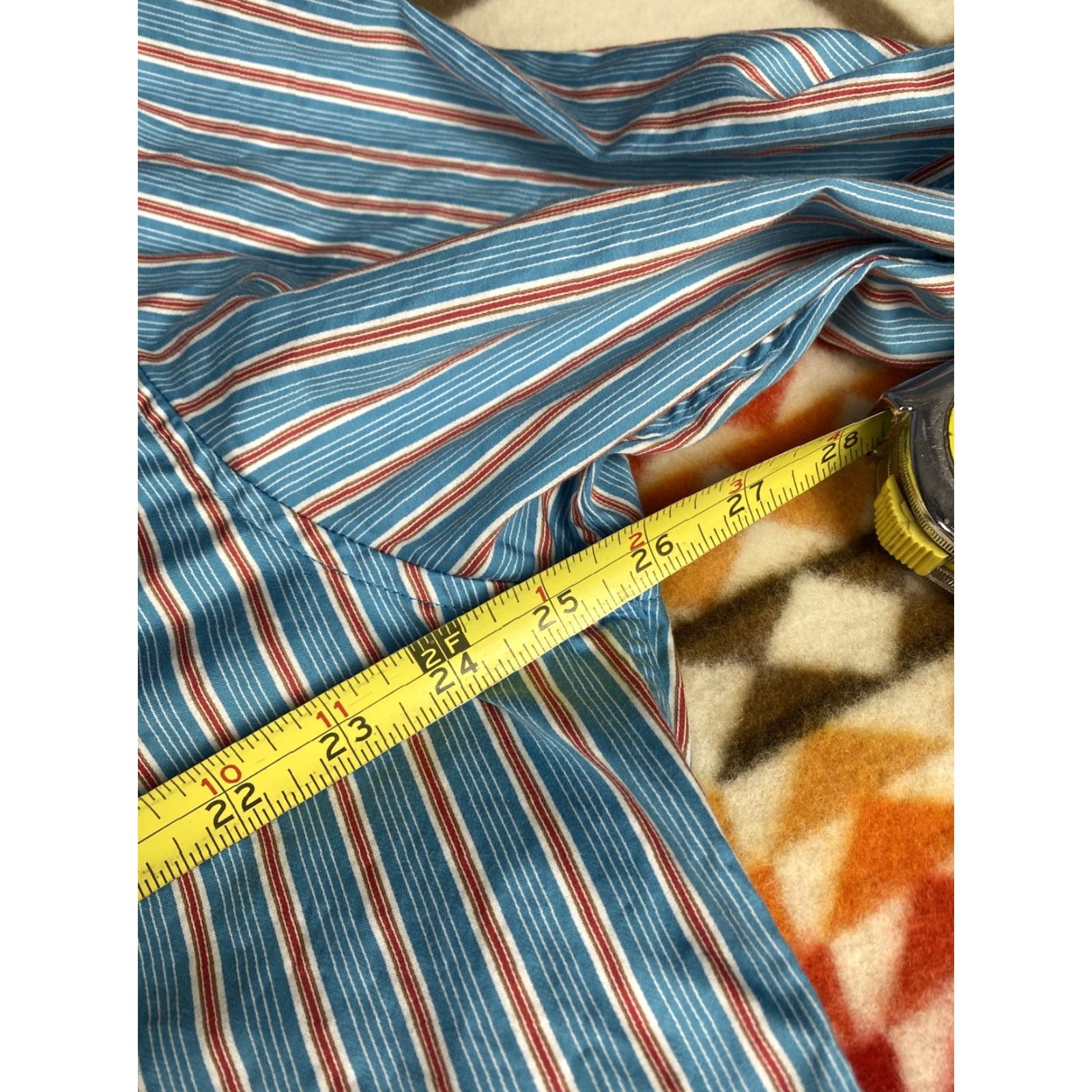 Robert Graham Robert Graham Mens Dress Shirt Long Sleeve Sz 2XL Aqua Orange Stripes Cuffs Size 48R - 6 Thumbnail