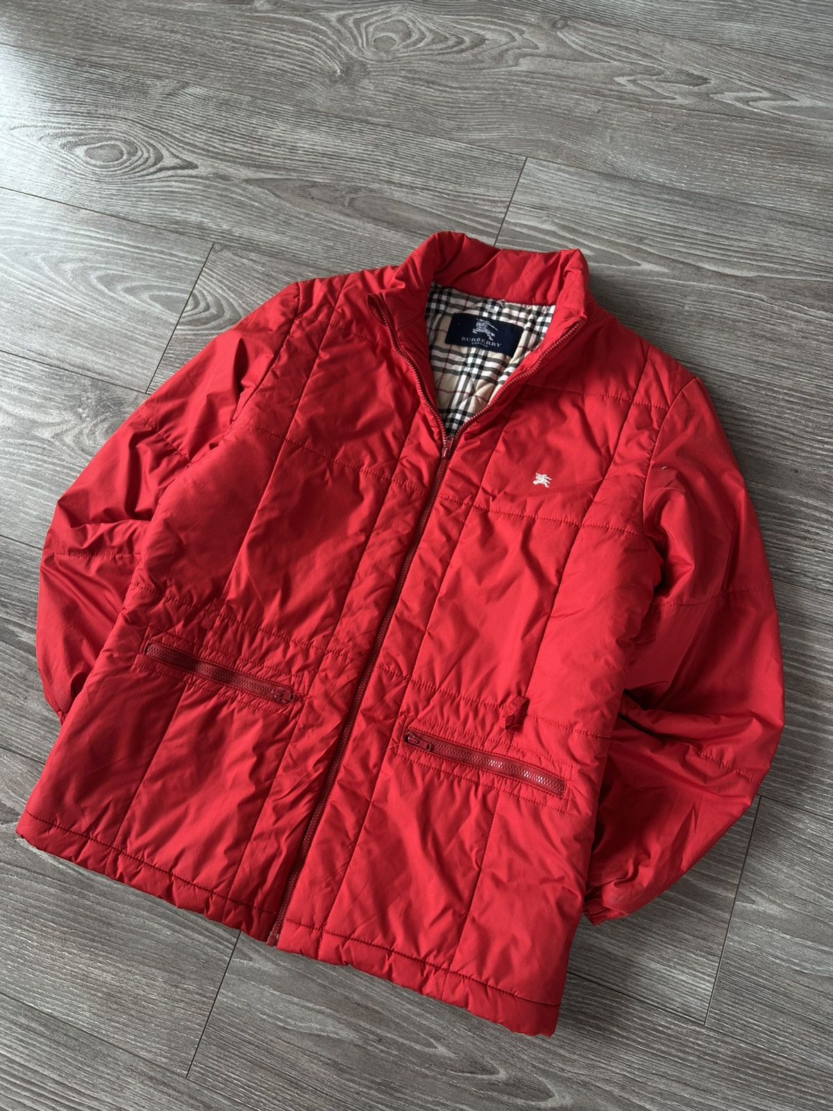 Burberry × Vintage ‼️VINTAGE BURBERRY FULL CELL RED WARM WINTER JACKET‼️ Size M / US 6-8 / IT 42-44 - 6 Thumbnail