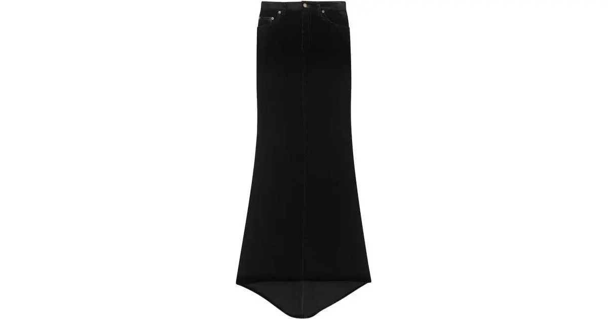 Saint Laurent Paris o1s1wg110924 Long Skirt in Velvet in Black Size 25" / US 0 / IT 36 - 1 Thumbnail