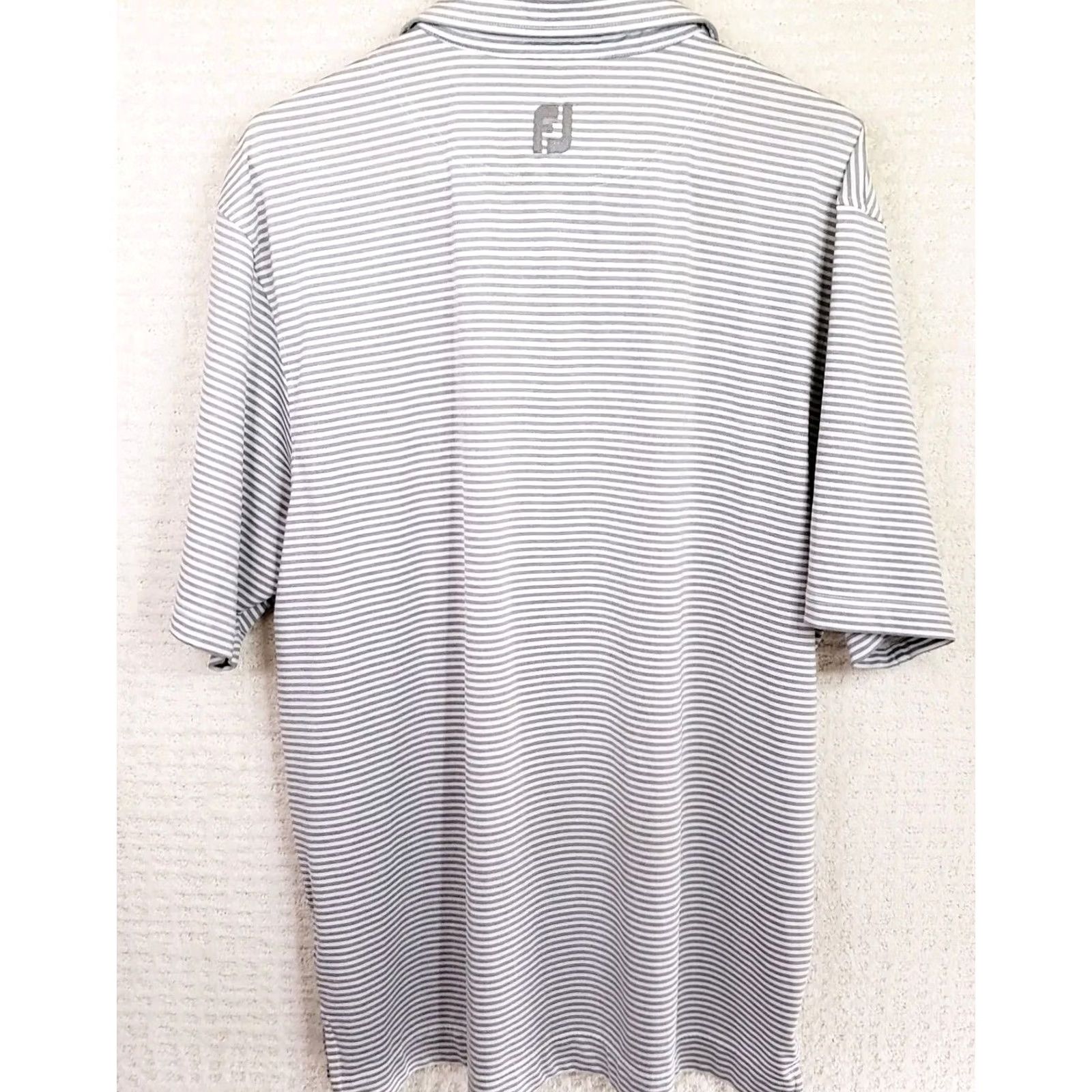 Footjoy FootJoy Golf Polo Shirt Mens Large Striped Gray White Short Sleeve Casual Size US L / EU 52-54 / 3 - 5 Thumbnail
