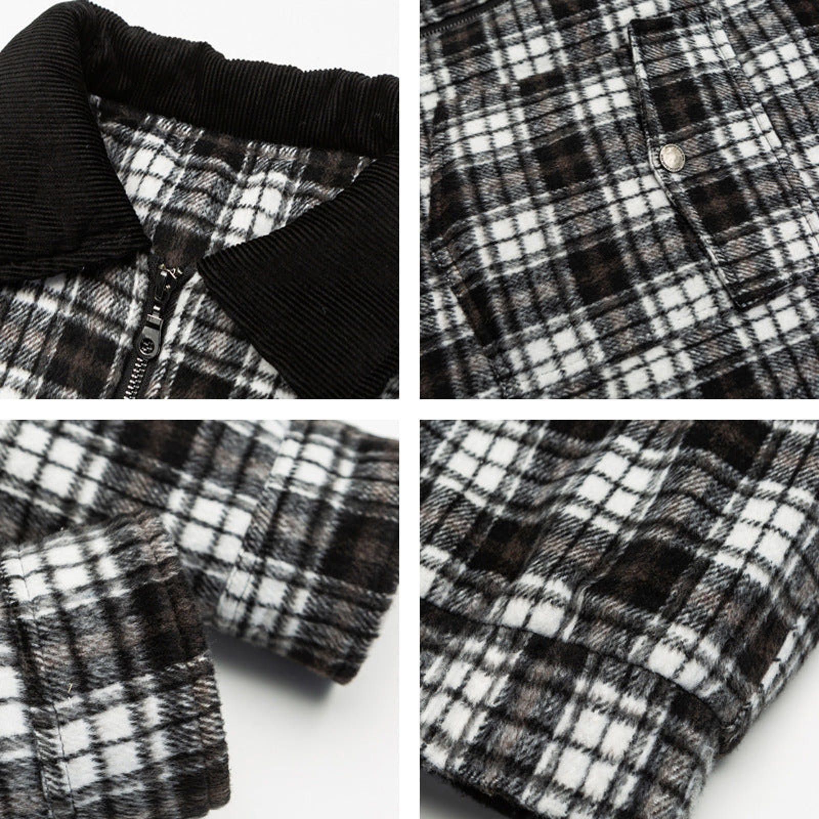 Other Black-White Plaid Padded Jacket | Lapel Collar Heavy Warm Size US M / EU 48-50 / 2 - 4 Thumbnail