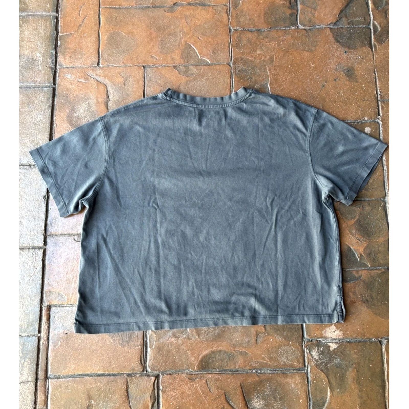 Vintage OYSHO Cropped Short Sleeve T-Shirt Women's M Grey Crew Neck Pullover Knit Cotton Modal Elastane Slim Comfortable Casual Streetwear Basics Modern Size M / US 6-8 / IT 42-44 - 3 Thumbnail