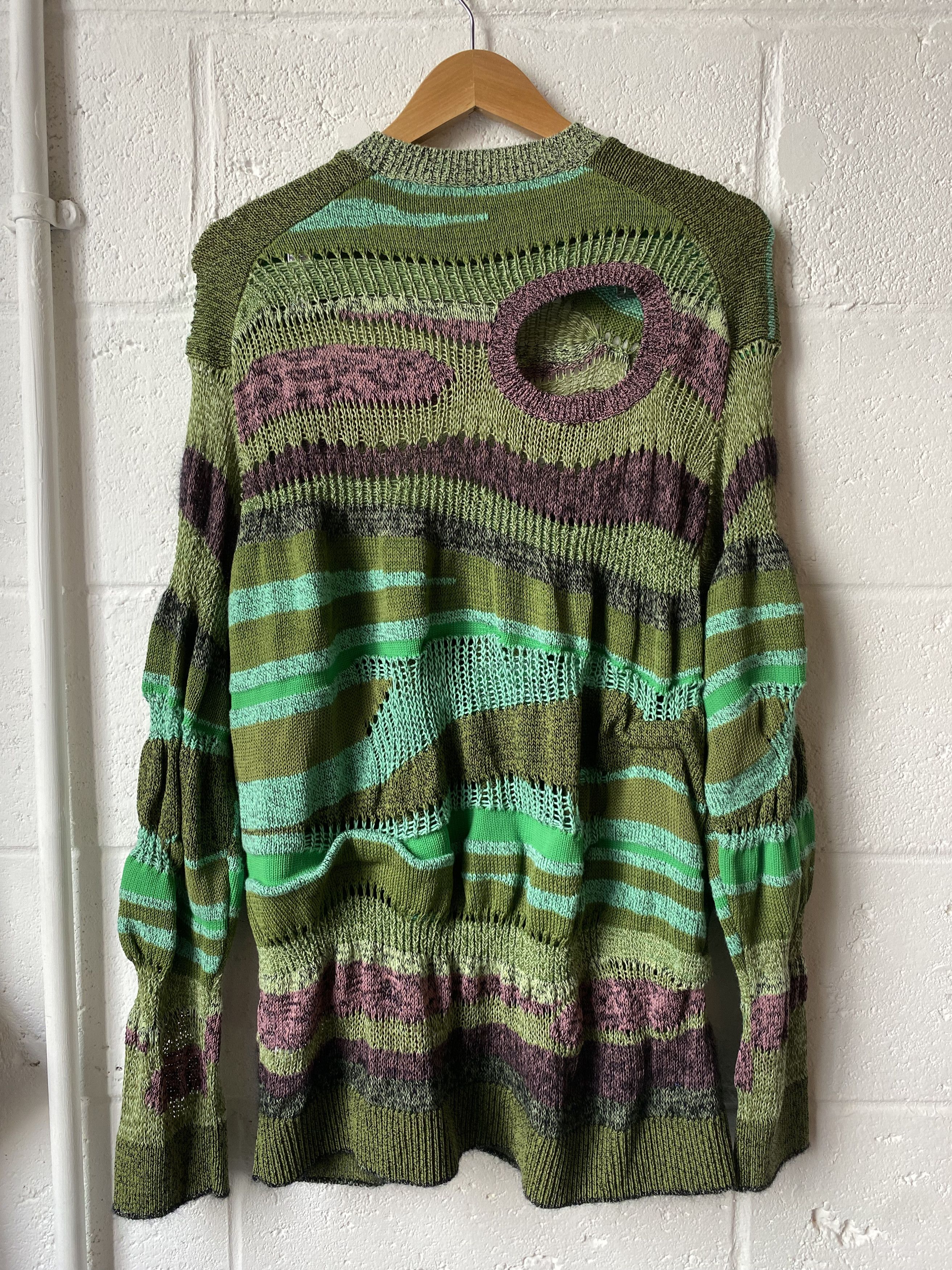 Kenzo Kenzo Striped Knit Sweater with Cut-out Detail Size M Size US M / EU 48-50 / 2 - 4 Thumbnail