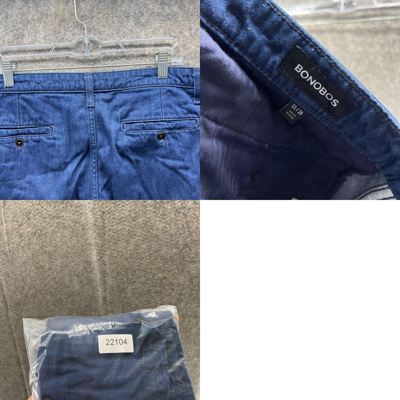 Bonobos Bonobos Pants Men 33x28 Blue Canvas Chino Flat Front Casual Cotton Trouser Vintage Size US 33 - 8 Thumbnail