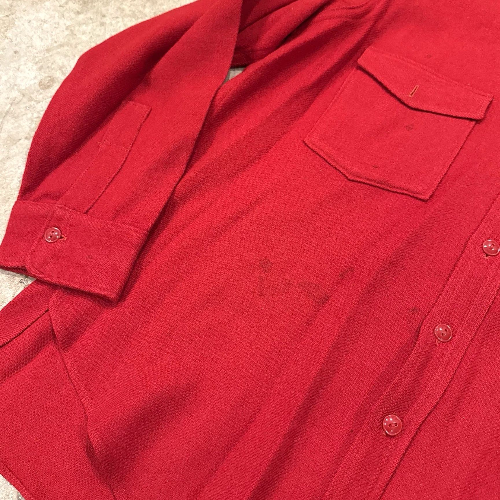 Vintage VTG Woolrich Mens XL Red Heavy Chamois Flannel Shirt Long Sleeve 40s *FLAWS* Size US XL / EU 56 / 4 - 6 Thumbnail