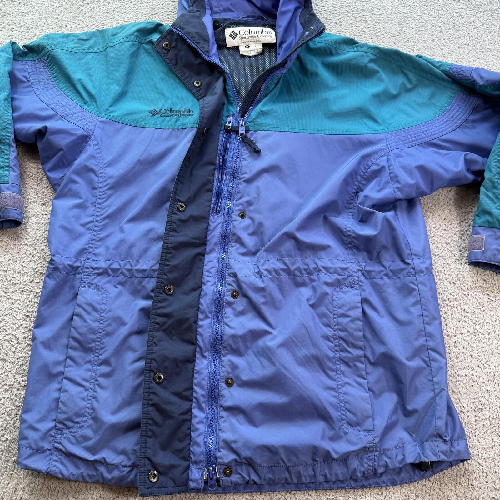 Columbia Vintage 90s Columbia Windbreaker Jacket Womens M Teal Hooded Size M / US 6-8 / IT 42-44 - 6 Thumbnail