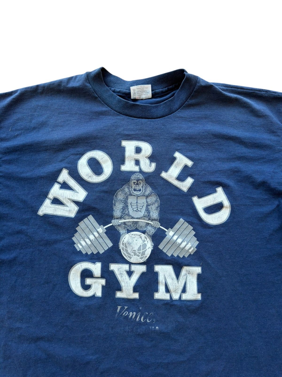 Vintage *RARE* 1980s 90s VINTAGE WORLD GYM GORILLA NAVY BODYBUILDING Size US XXL / EU 58 / 5 - 7 Thumbnail