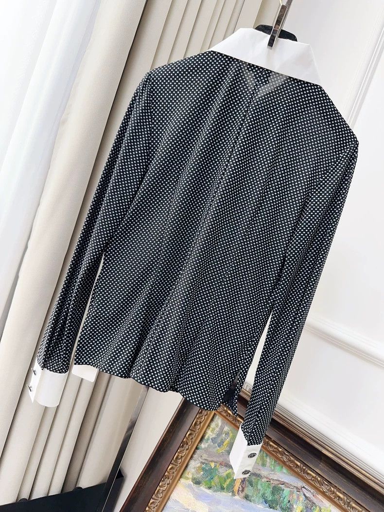 Chanel Chanel 24B black full print small logo silk shirt Size XS / US 0-2 / IT 36-38 - 2 Thumbnail