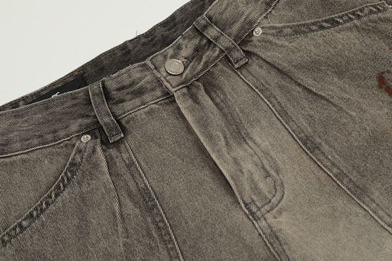 Vintage Retro washed distressed loose workwear men's flared jeans Size US 32 / EU 48 - 3 Thumbnail