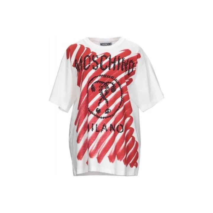 Moschino Moschino Red Graffiti Print Short Sleeve T-Shirt 0079 Size XS / US 0-2 / IT 36-38 - 1 Thumbnail