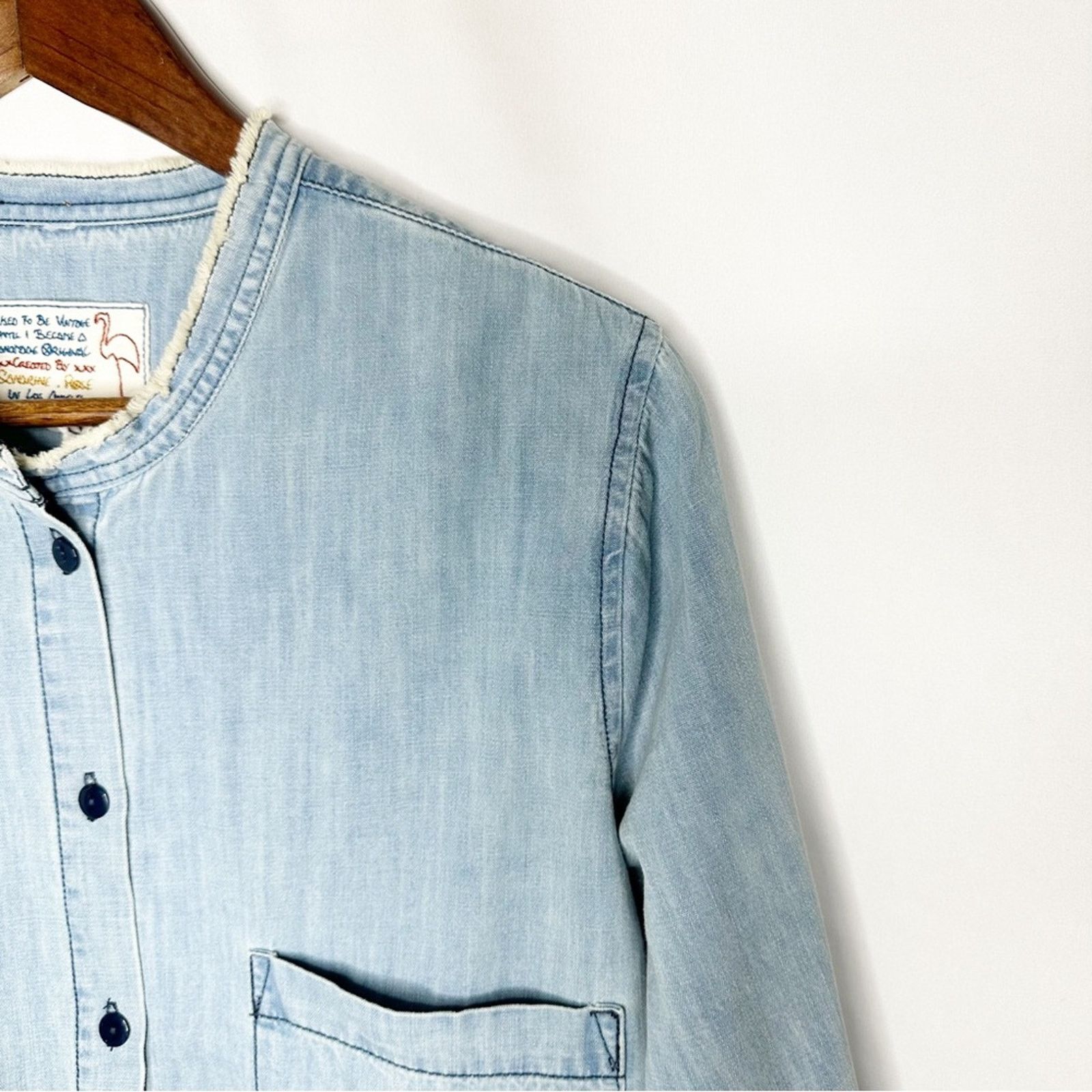 Sandrine Rose SANDRINE ROSE Mandarin Denim Shirt NWT in Medium Size M / US 6-8 / IT 42-44 - 3 Thumbnail