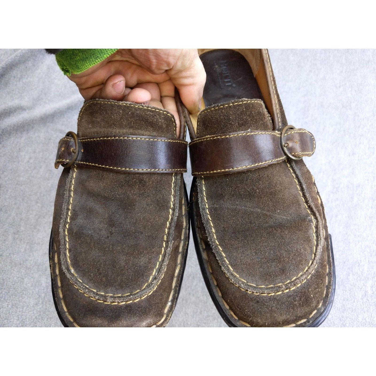 Born Born Womens Loafer Casual Slip On Brown Suede W0261 Buckle 8 M 39 39? Size US 8 / IT 38 - 3 Thumbnail