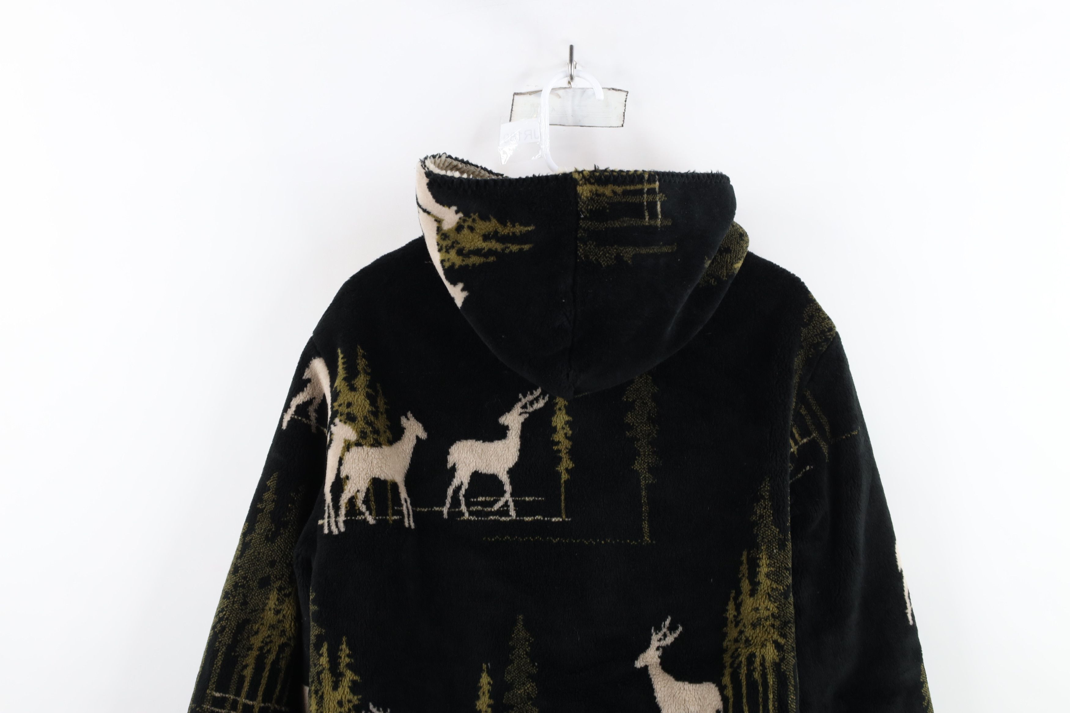 Vintage Vintage 90s Streetwear All Over Print Hooded Fleece Jacket Size L / US 10 / IT 46 - 12 Thumbnail