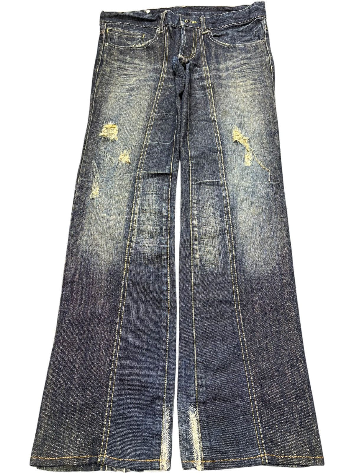 Buffalo London Vintage Japanese Buffalo Golden Thread Distressed Jeans Size 33" - 1 Thumbnail