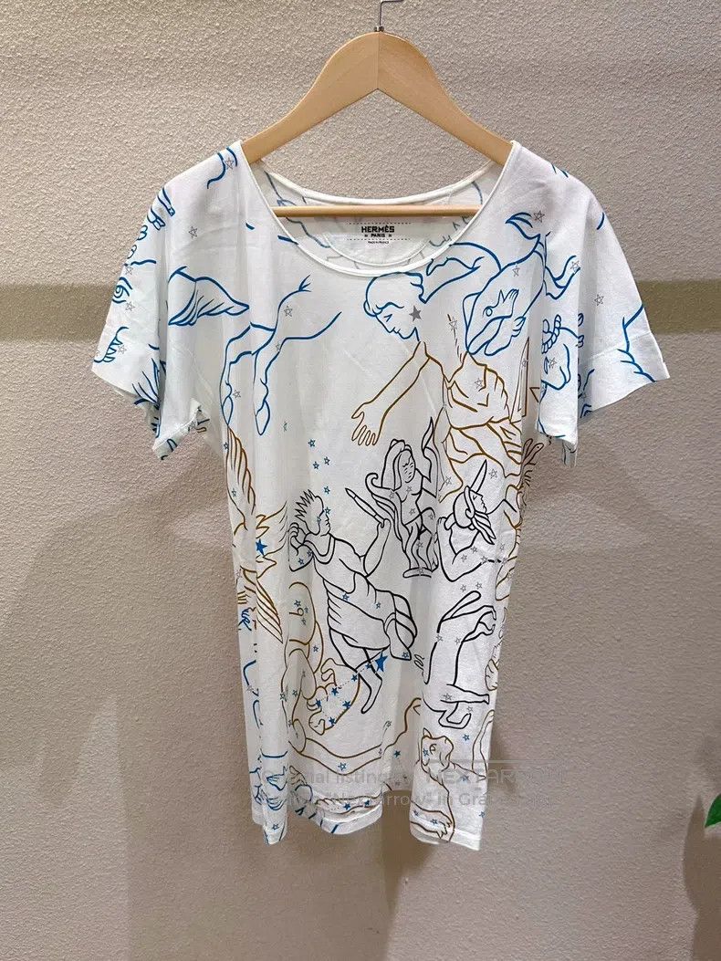 Hermes Hermes Constellation Angel Printed Short Sleeve T-Shirt Size XXS / US 00 / IT 34 - 1 Thumbnail