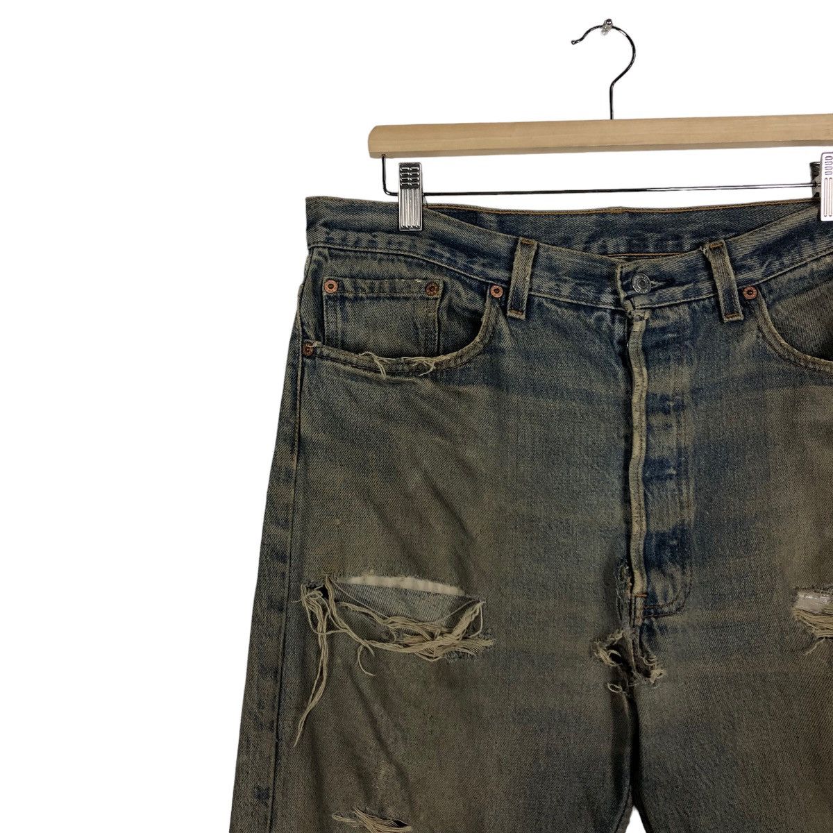 Levi's Vintage Clothing 🔥80’s Vintage Selvedges Distressed Denim Jeans Levi’s 501 Size US 36 / EU 52 - 7 Thumbnail