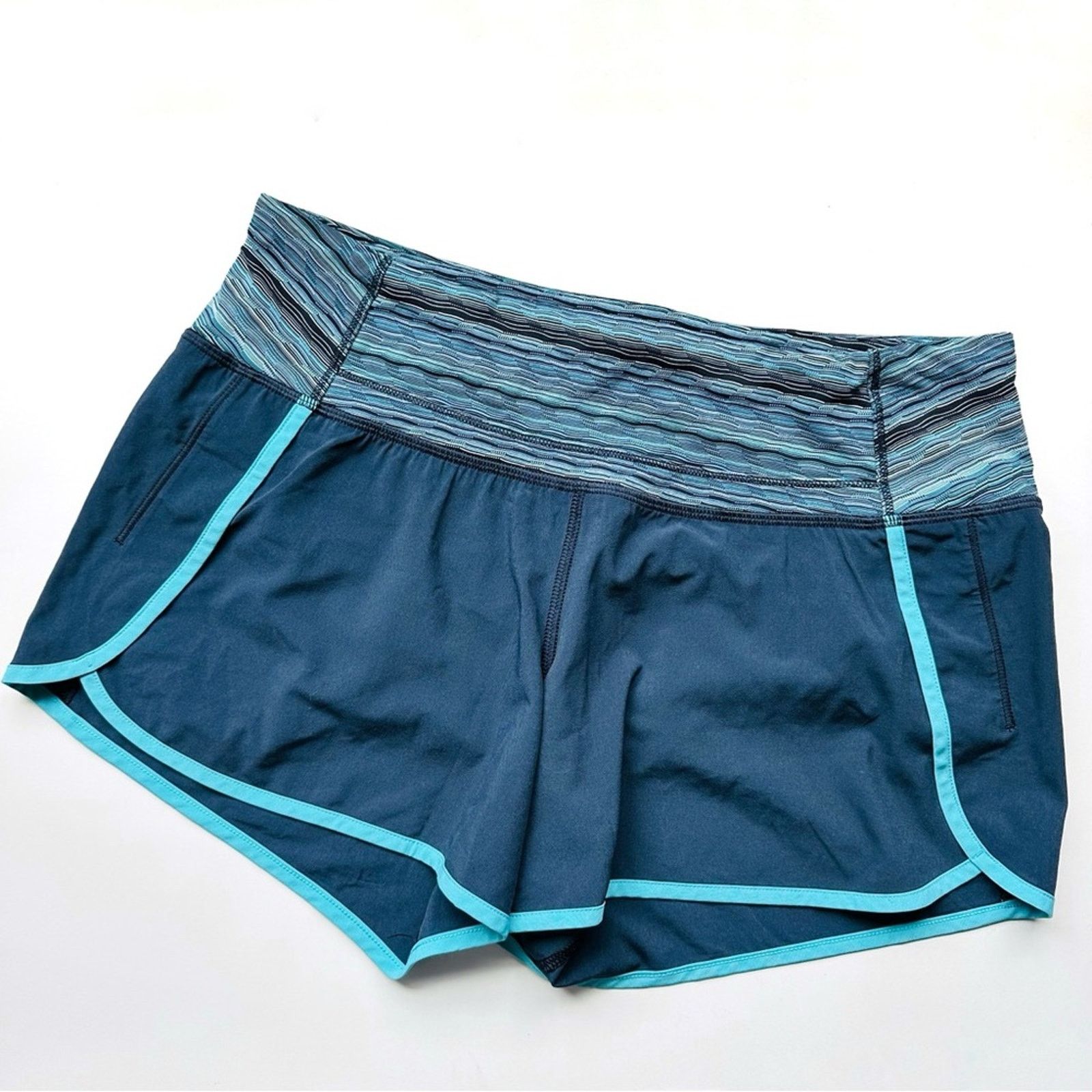 Lululemon LULULEMON Navy Blue Aqua Mini Shorts Zip Workout Active Gym Size 28" / US 6 / IT 42 - 3 Thumbnail