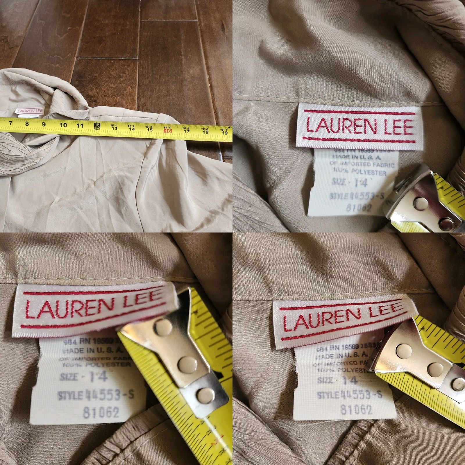 Lee Lauren Lee Blouse Women's Beige High Neck Button Long Sleeve Size 14 Regular 14 Solid Pattern Travel Business Cocktail Party Casual Size XL / US 12-14 / IT 48-50 - 9 Thumbnail