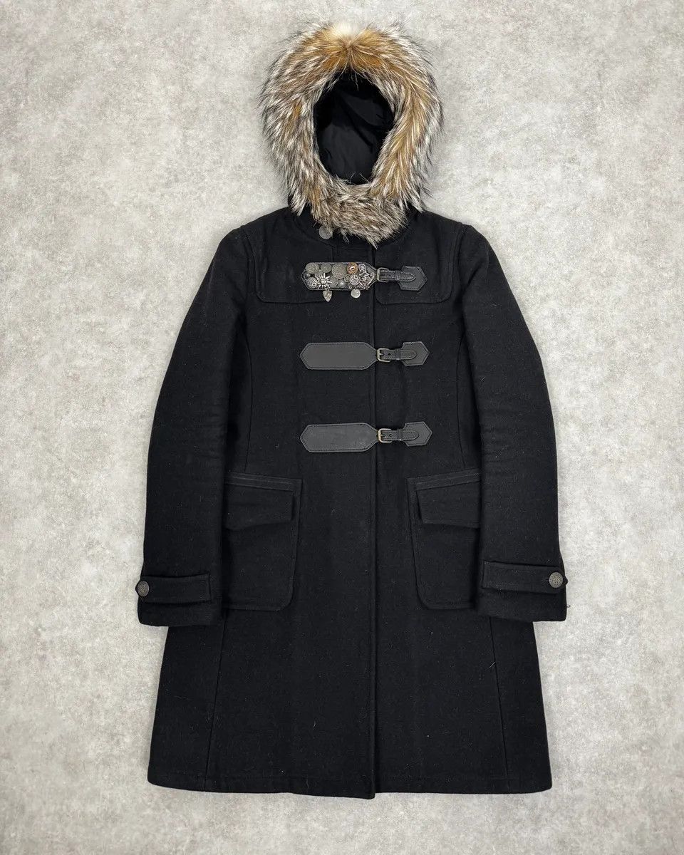Prada 2000s Prada Fur Hooded Pins Straps Wool Long Jacket Size S / US 4 / IT 40 - 1 Thumbnail
