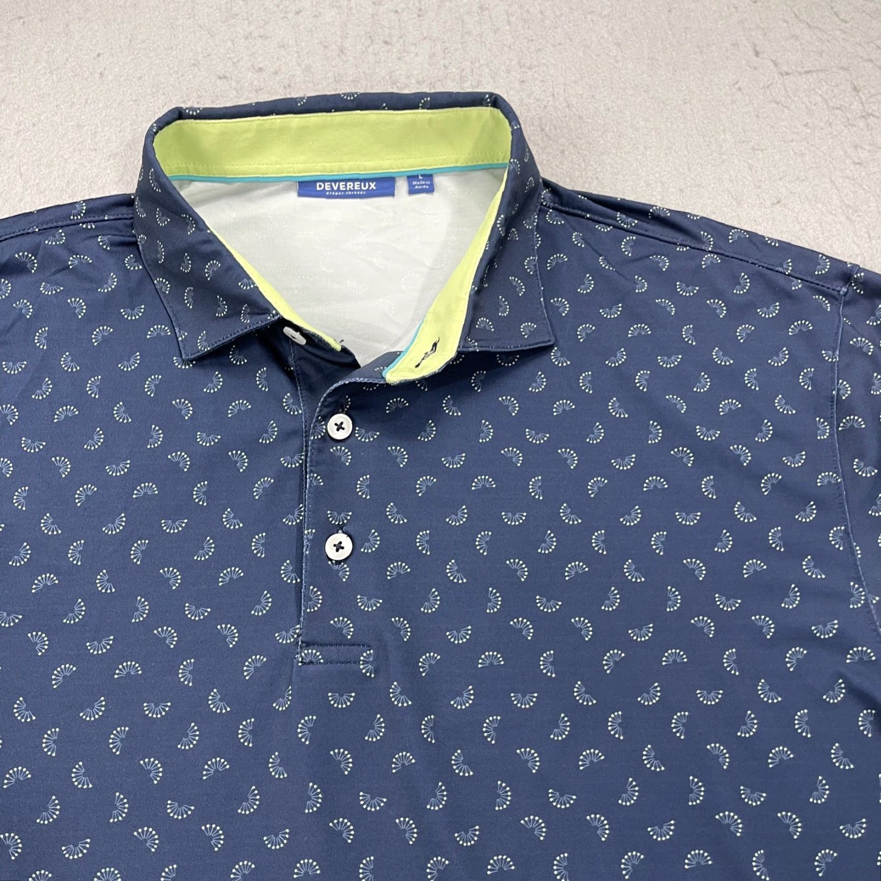 Vintage Devereux Polo Shirt Mens Large Blue Golf Polo Shirt Regular Short Sleeve Button Collared Logo Performance All Seasons Blue Size US L / EU 52-54 / 3 - 2 Thumbnail