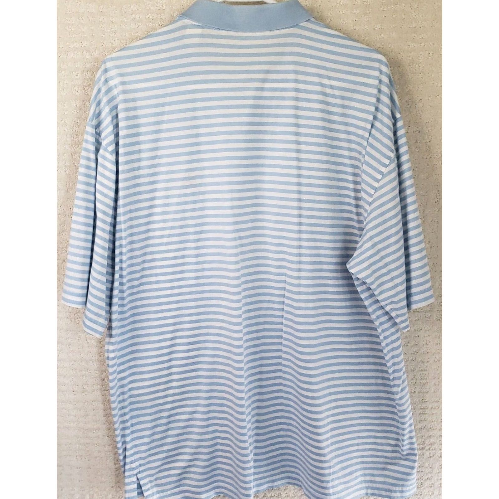 Vintage Fairway & Greene Polo Shirt Blue Striped Short Sleeve Collared Logo Embroidered Flags Chip Golf Shirt Mens L Size US L / EU 52-54 / 3 - 6 Thumbnail