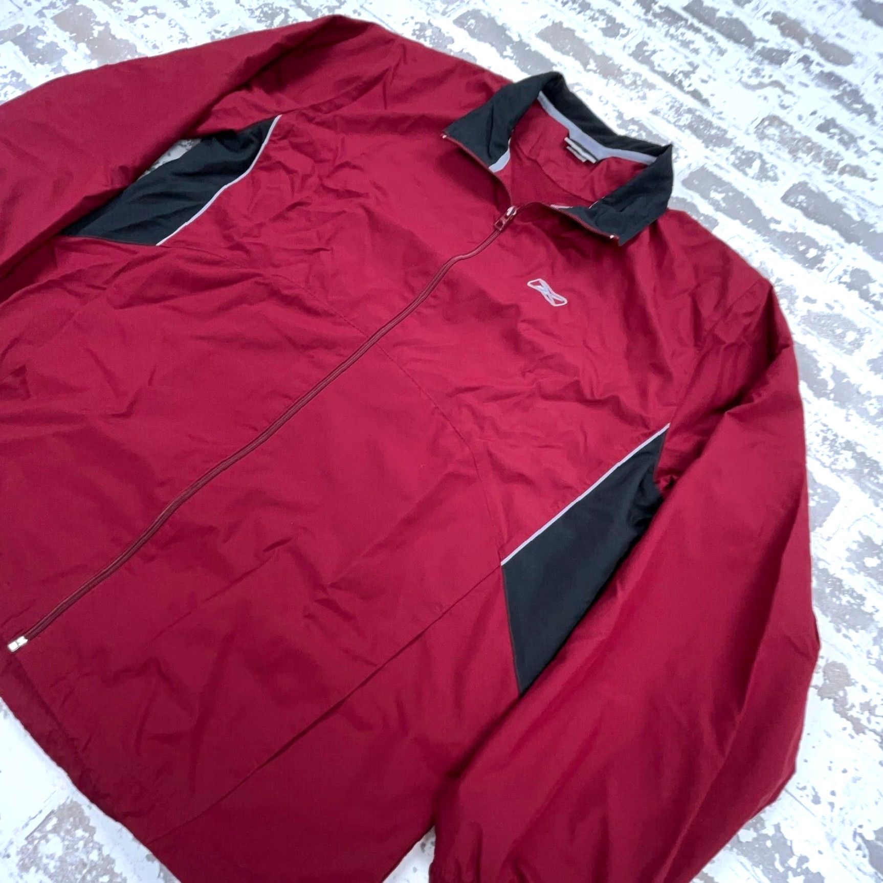 Reebok VINTAGE Reebok Jacket Men XL Red Black Windbreaker Track Suit Warm Up Track Y2K Size 46R - 2 Thumbnail