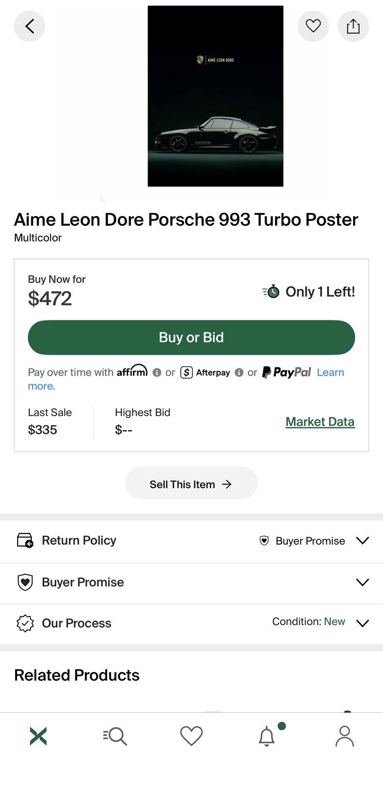 Aime Leon Dore × Porsche Design Aimè Leon Dore Porsche 993 Turbo Poster Size ONE SIZE - 6 Thumbnail