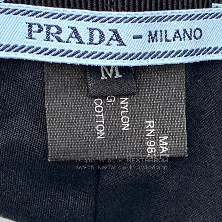 Prada Prada SizeM Black triangle nylon fisherman's hat Size ONE SIZE - 8 Thumbnail