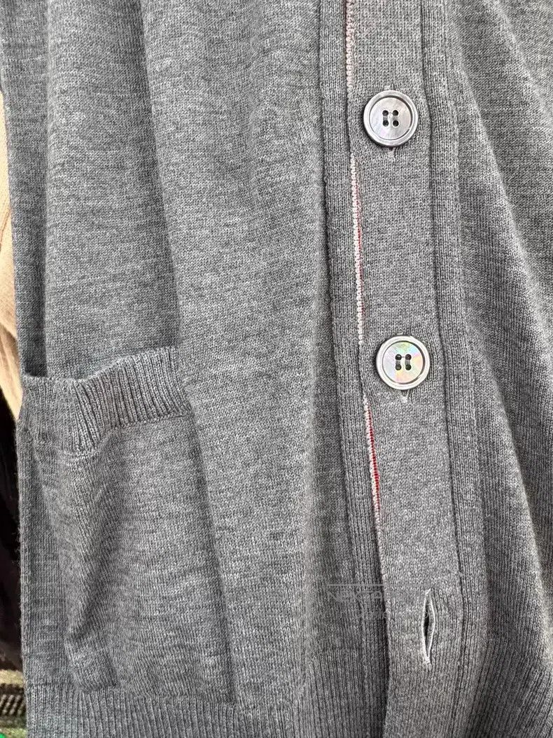 Thom Browne Thom Browne Gray Cashmere Knit Cardigan Size US M / EU 48-50 / 2 - 2 Thumbnail